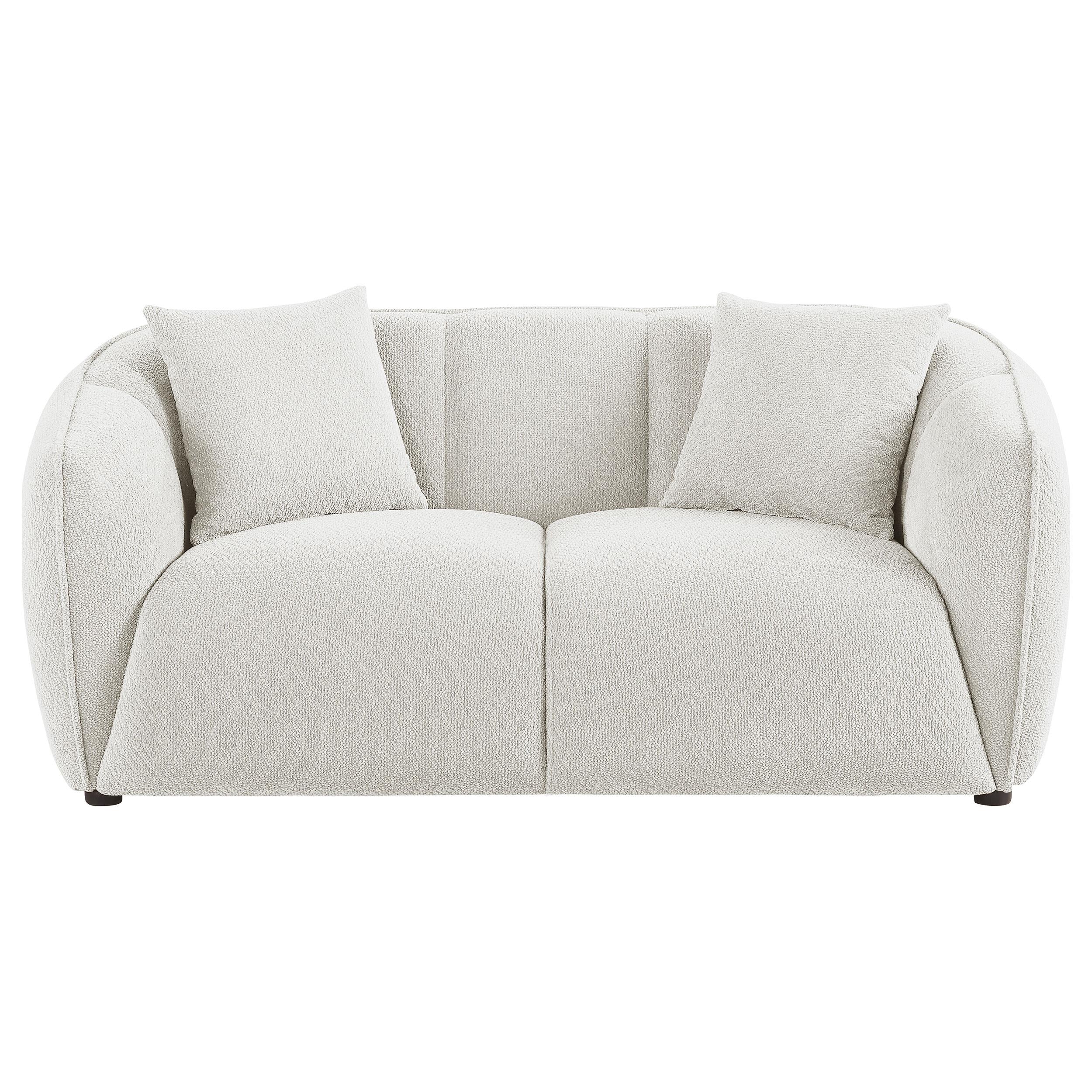 Aleisha Chenille Upholstered Loveseat Ivory - Image 2