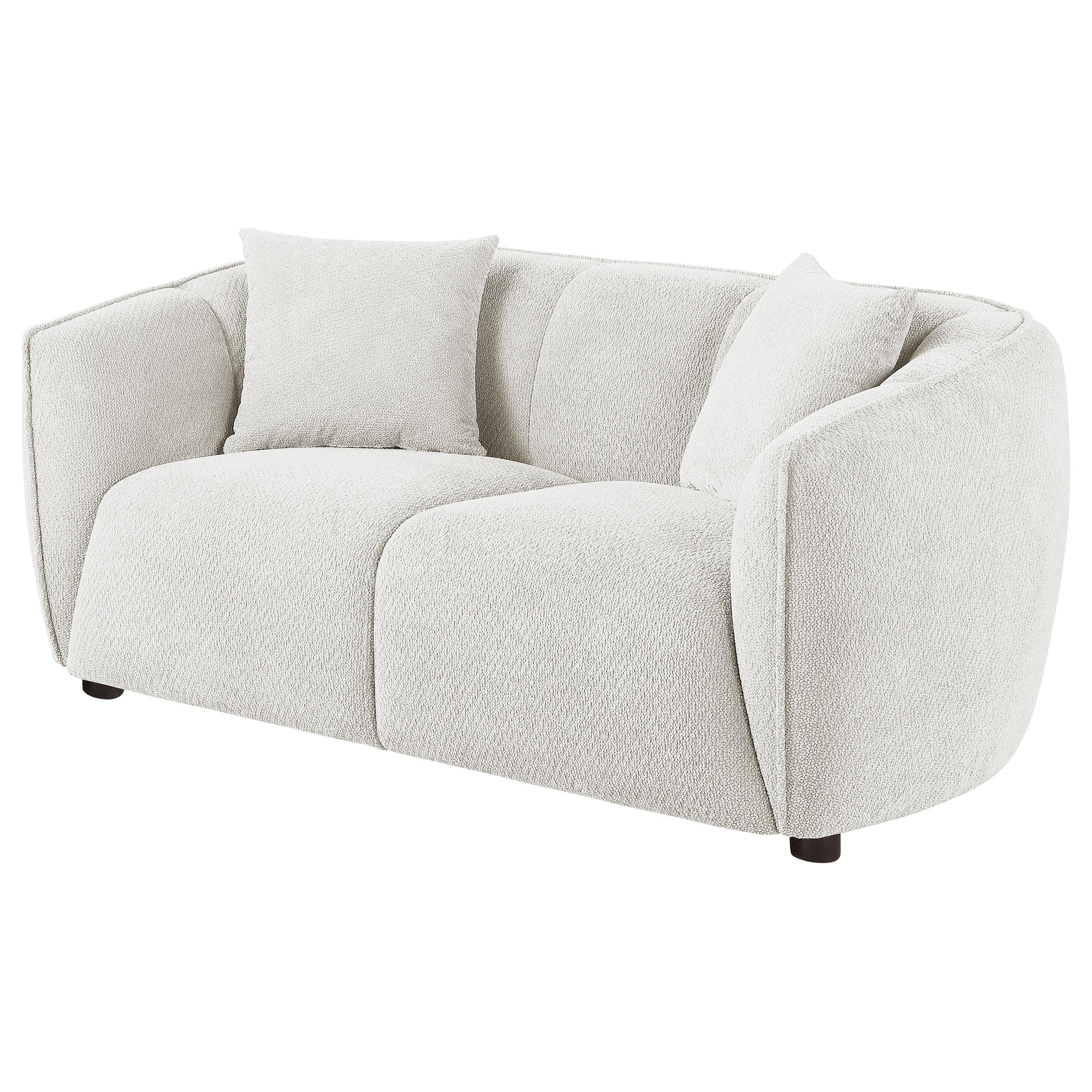 Aleisha Chenille Upholstered Loveseat Ivory - Image 3