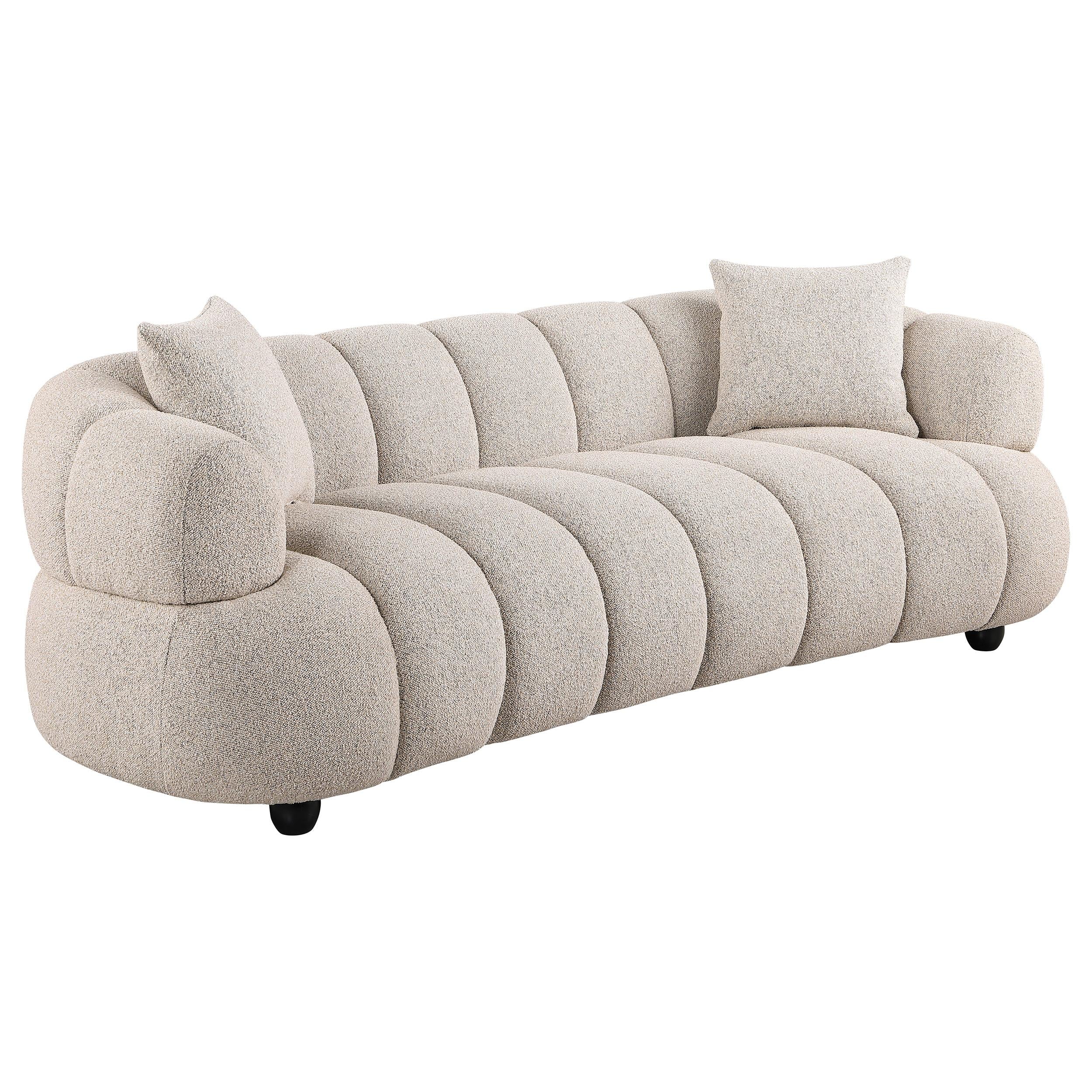 Whitney 2-Piece Contemporary Channel Tufted Boucle Sofa Set Pebble - Image 2