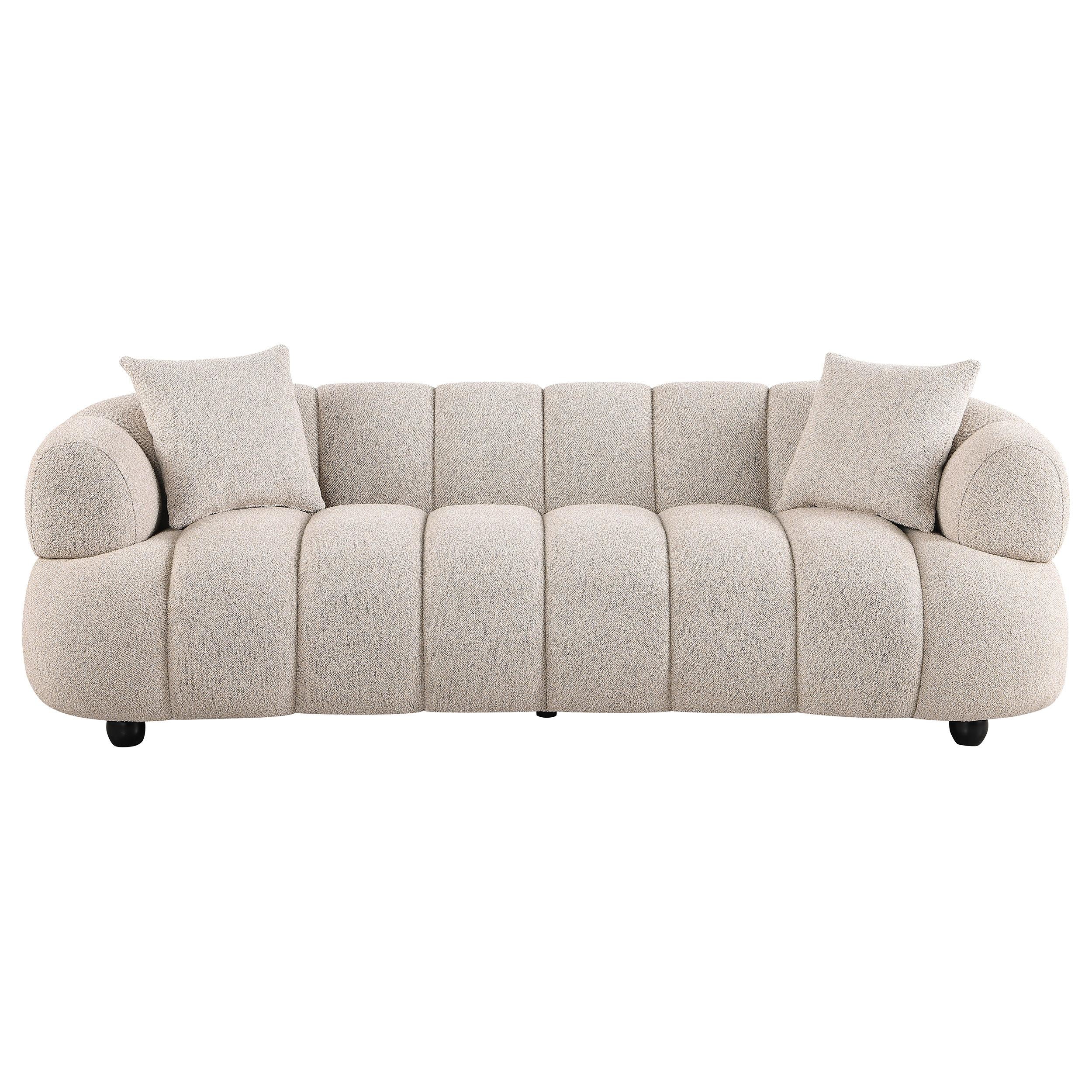 Whitney Contemporary Channel Tufted Boucle Upholstered Sofa - Image 2