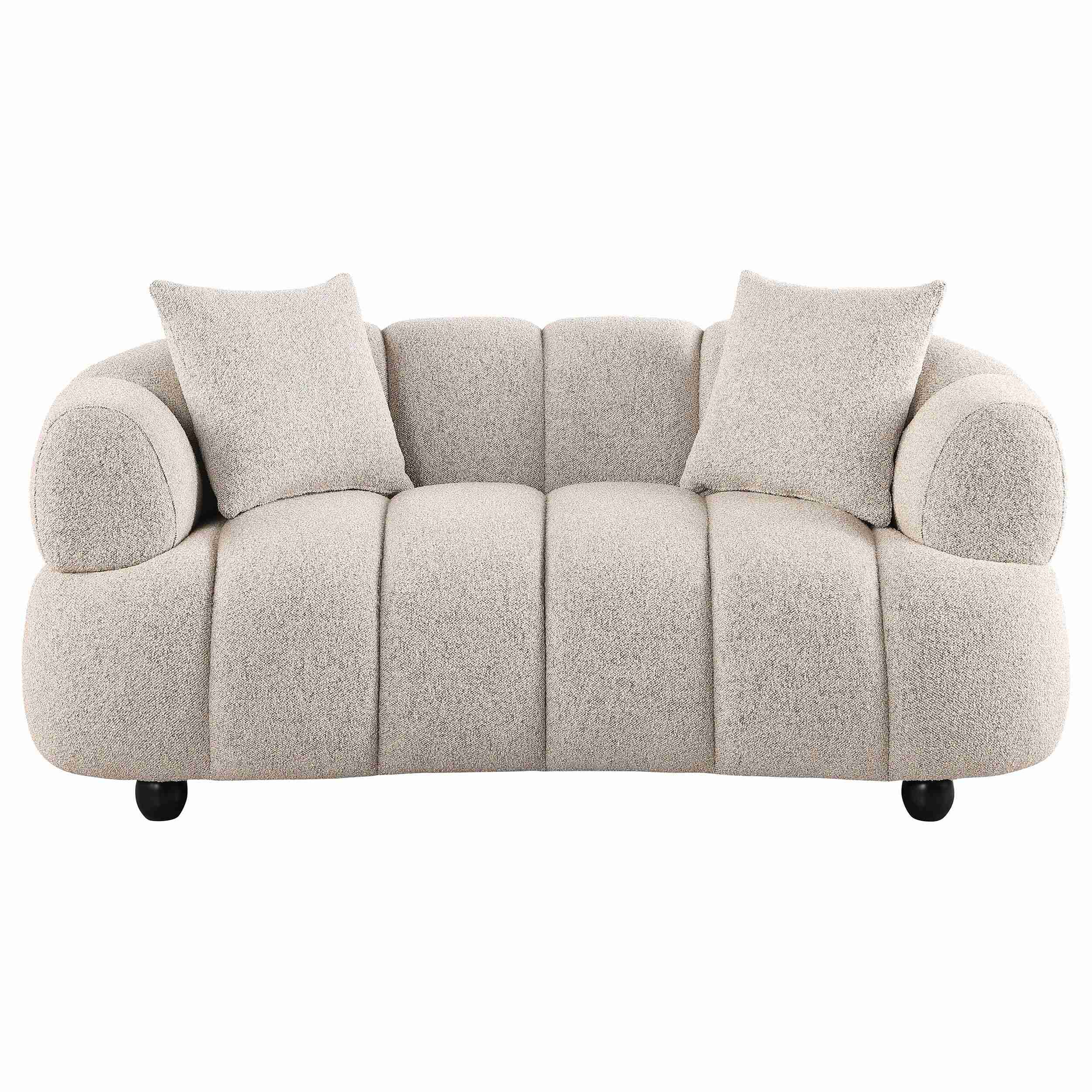 Whitney Contemporary Channel Tufted Boucle Upholstered Loveseat - Image 2