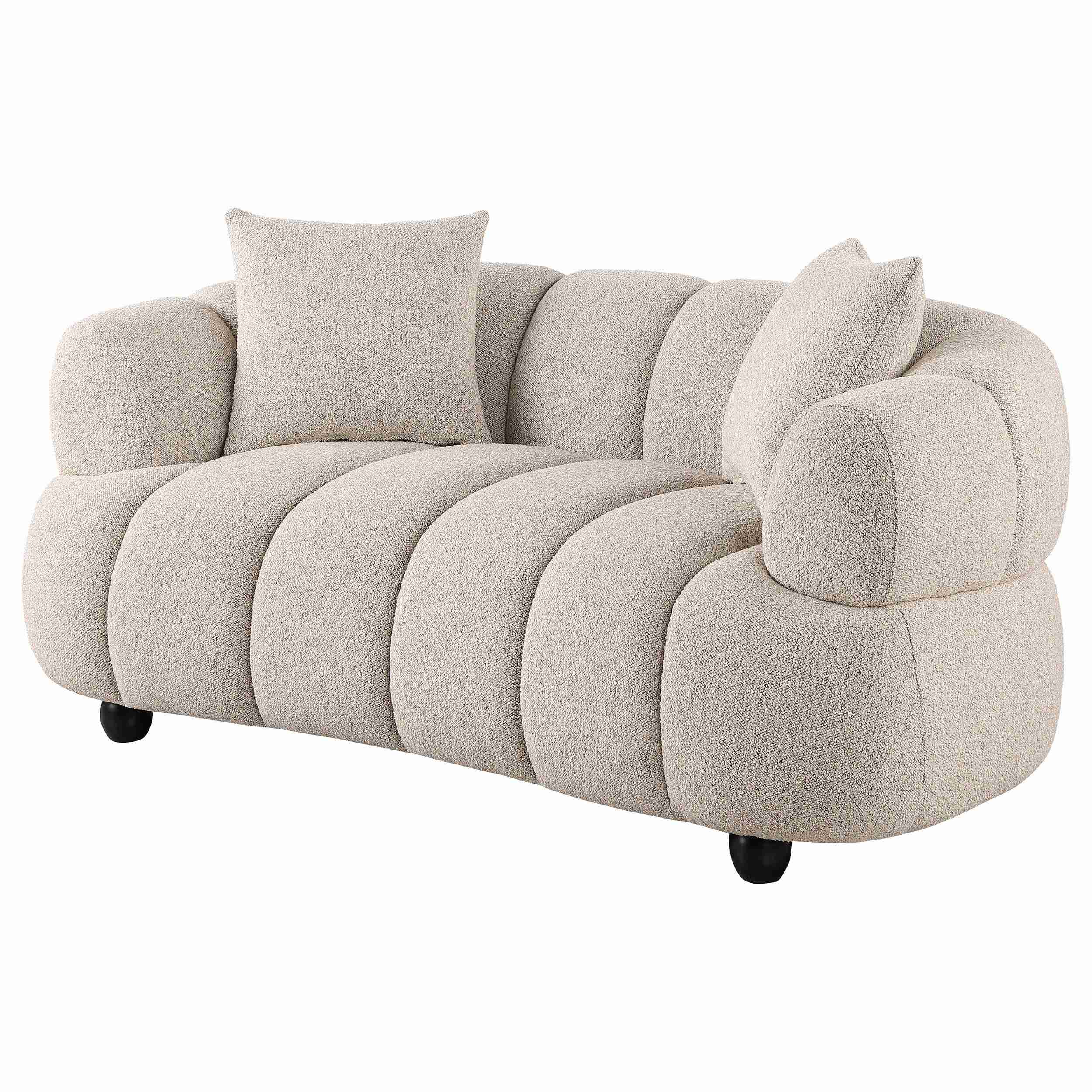 Whitney Contemporary Channel Tufted Boucle Upholstered Loveseat - Image 3