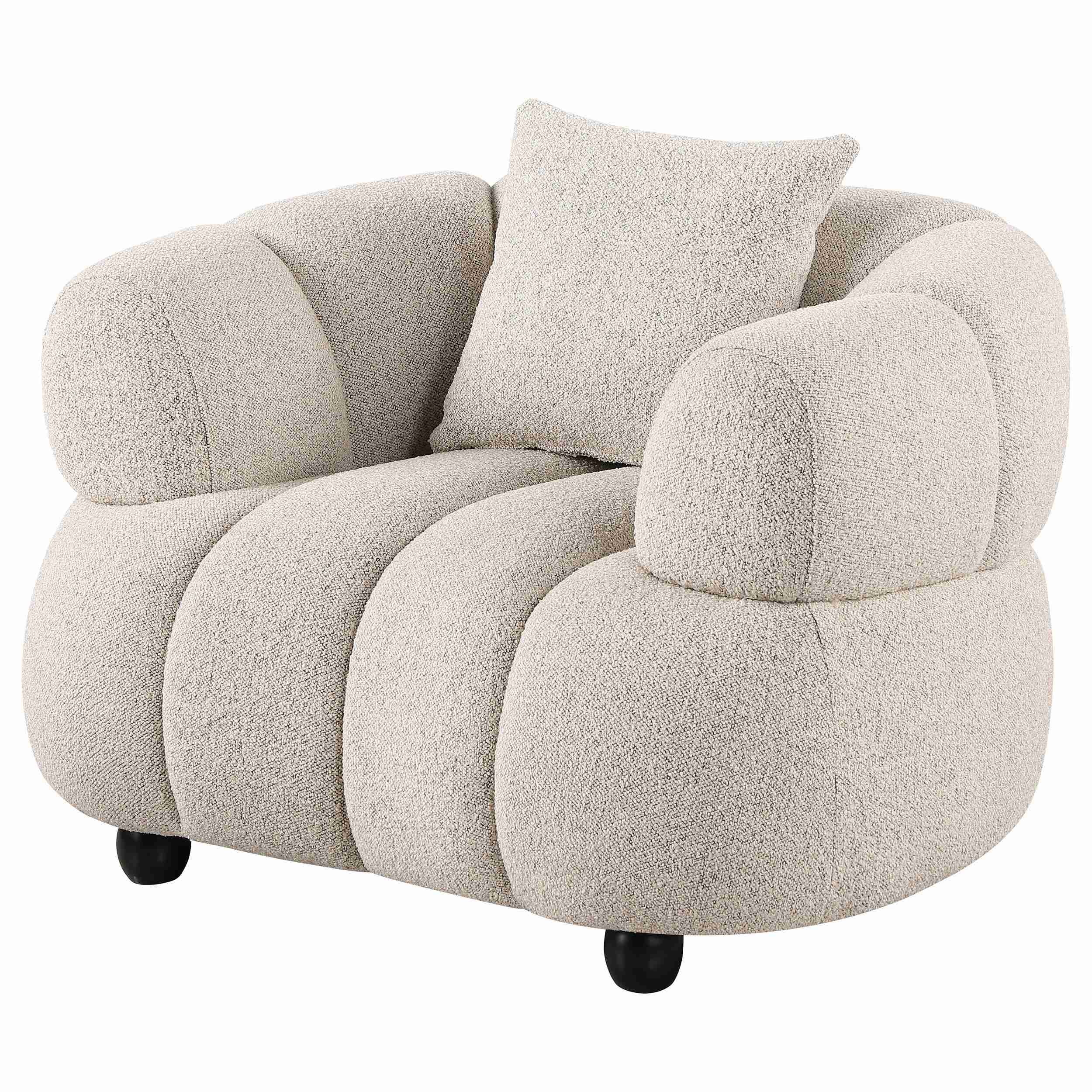 Whitney Contemporary Channel Tufted Boucle Upholstered Accent Chair - Image 3