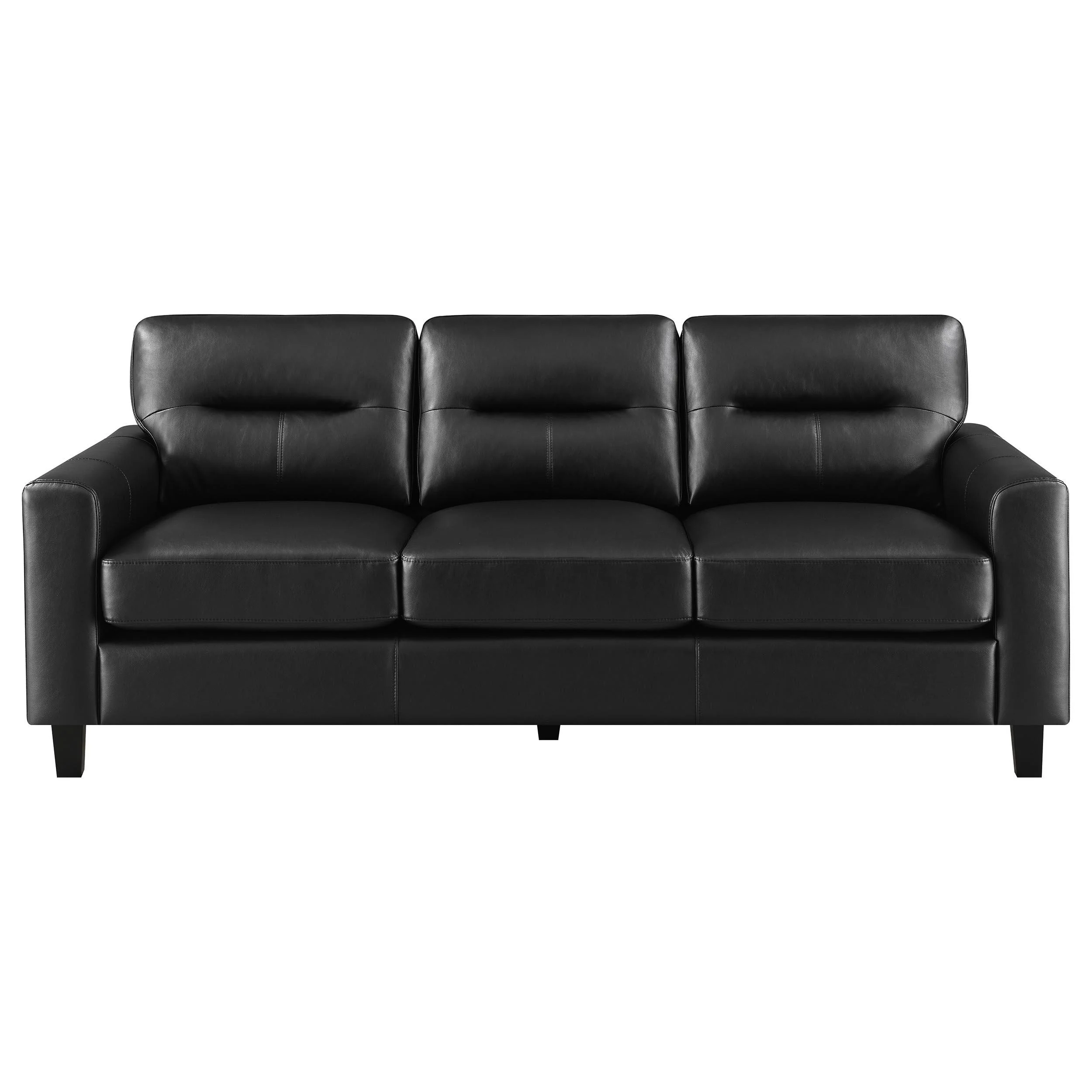 Scotland 3-piece Faux Leather Upholstered Sofa Set Black - Image 3