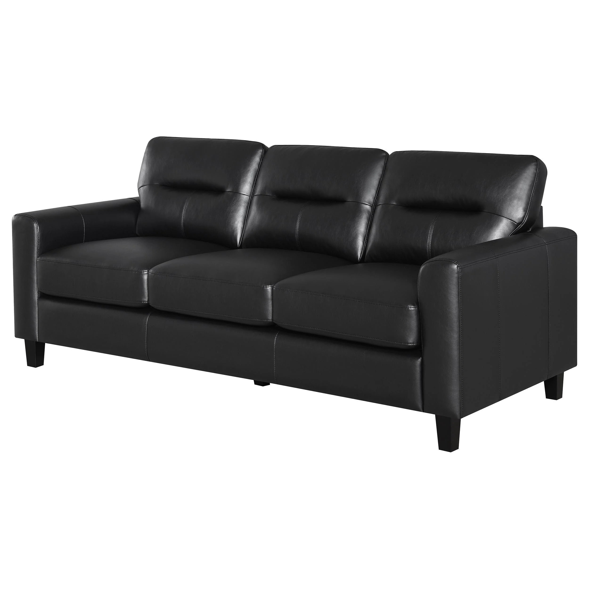 Scotland Faux Leather Upholstered Track Arm Sofa Black - Image 3