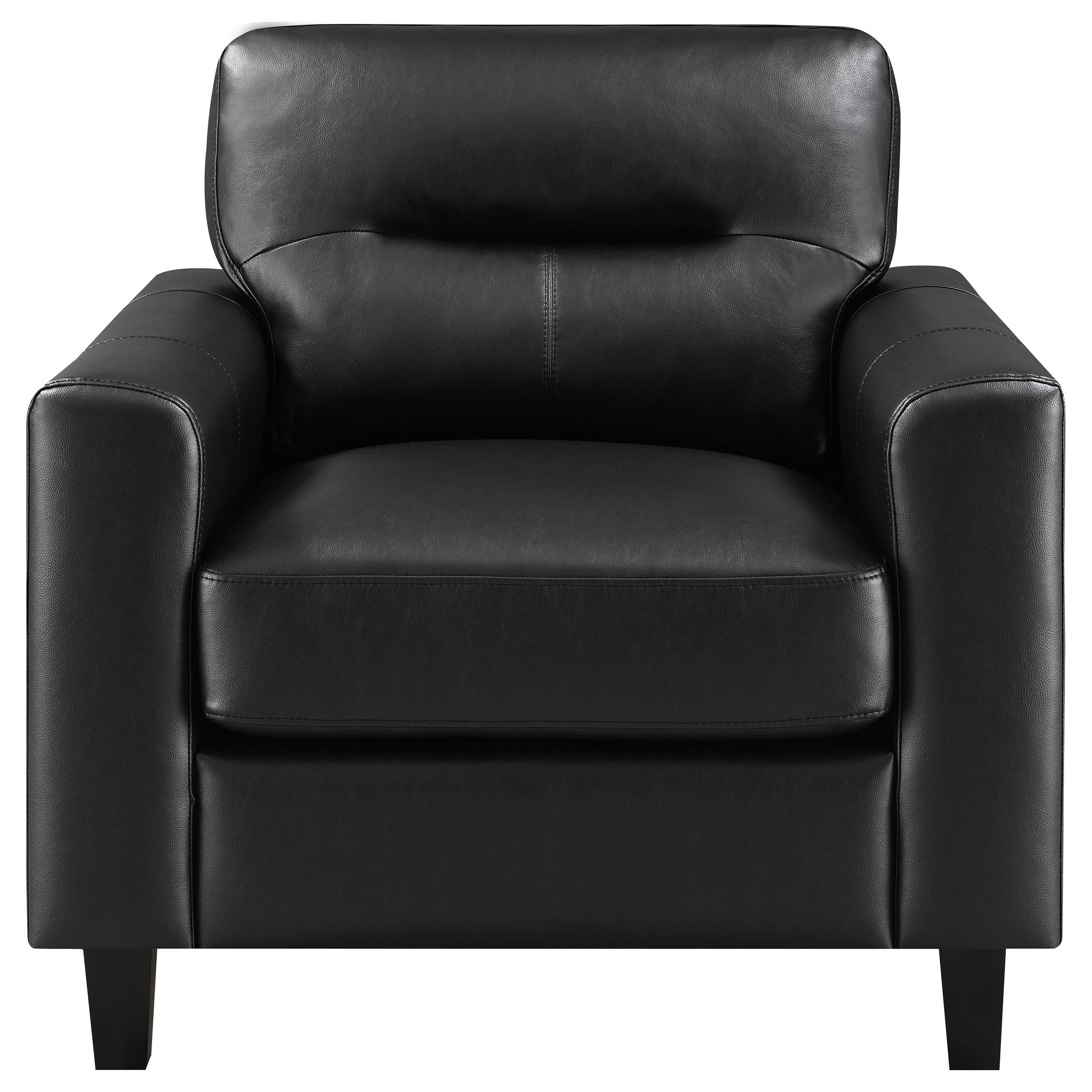 Scotland Faux Leather Upholstered Track Arm Chair Black - Image 2