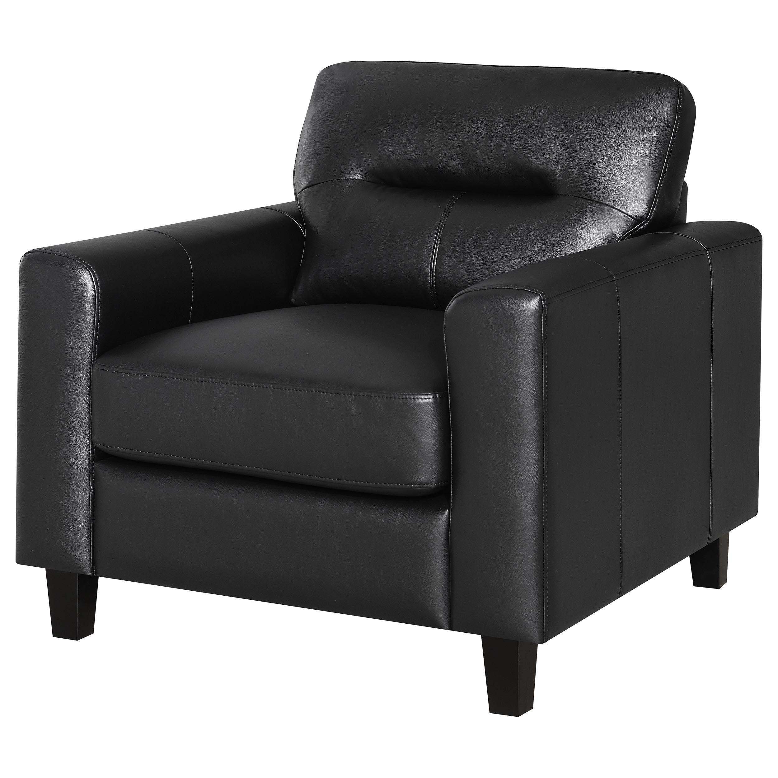 Scotland Faux Leather Upholstered Track Arm Chair Black - Image 3
