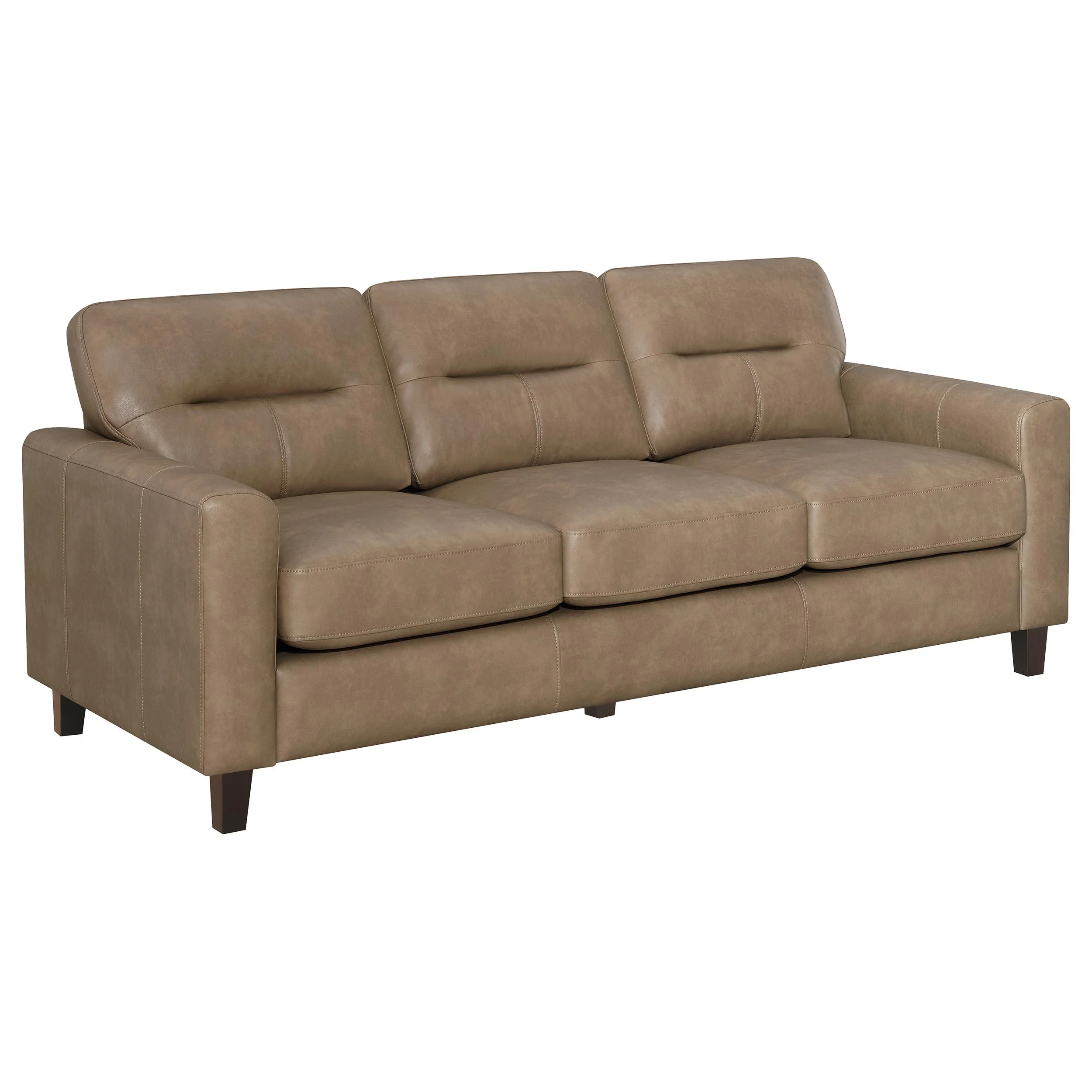 Scotland 3-piece Faux Leather Upholstered Sofa Set Brown - Image 2