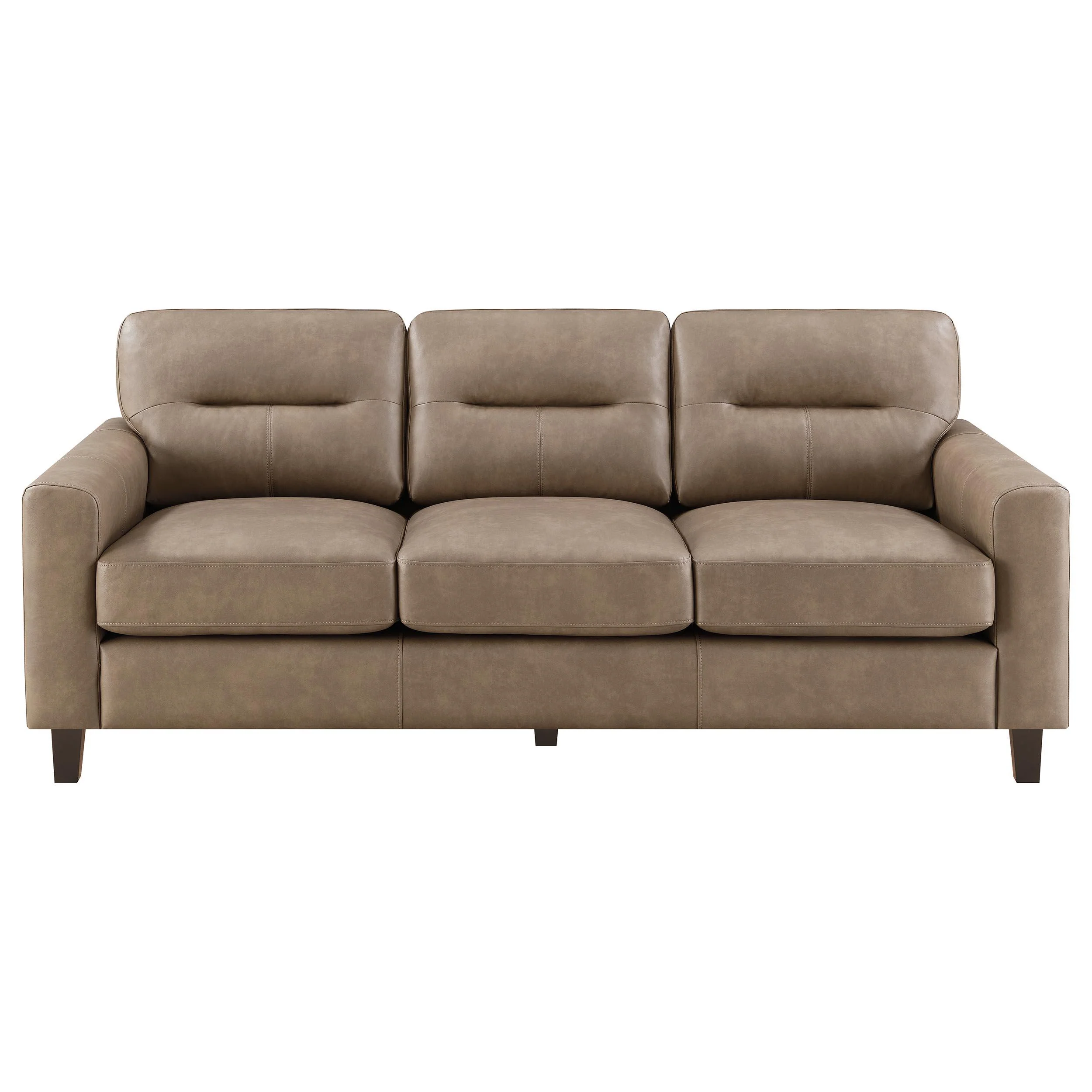 Scotland Faux Leather Upholstered Track Arm Sofa Brown - Image 3