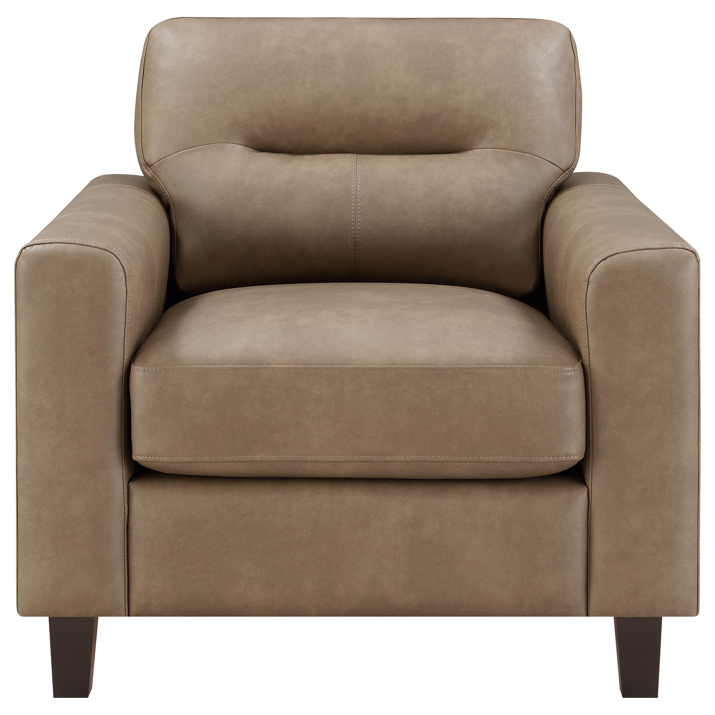 Scotland Faux Leather Upholstered Track Arm Chair Brown - Image 2