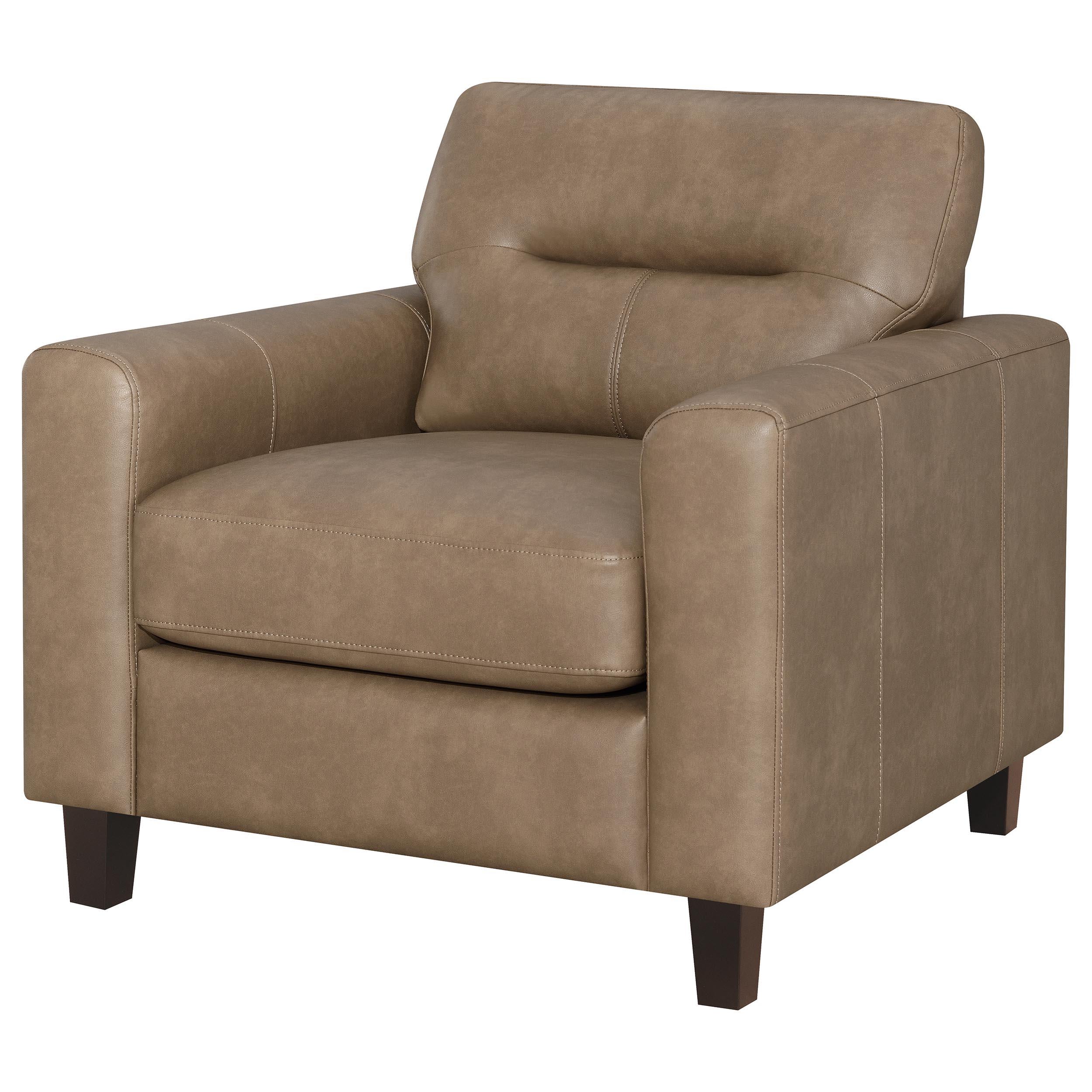 Scotland Faux Leather Upholstered Track Arm Chair Brown - Image 3