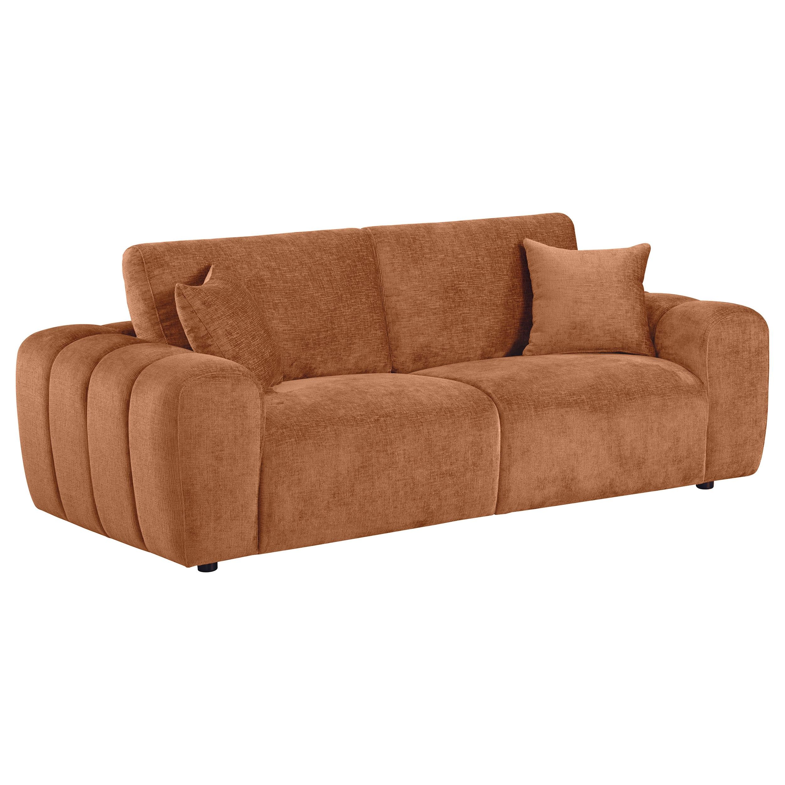 Burnett 2-piece Chenille Upholstered Sofa Set Burnt Orange - Image 2