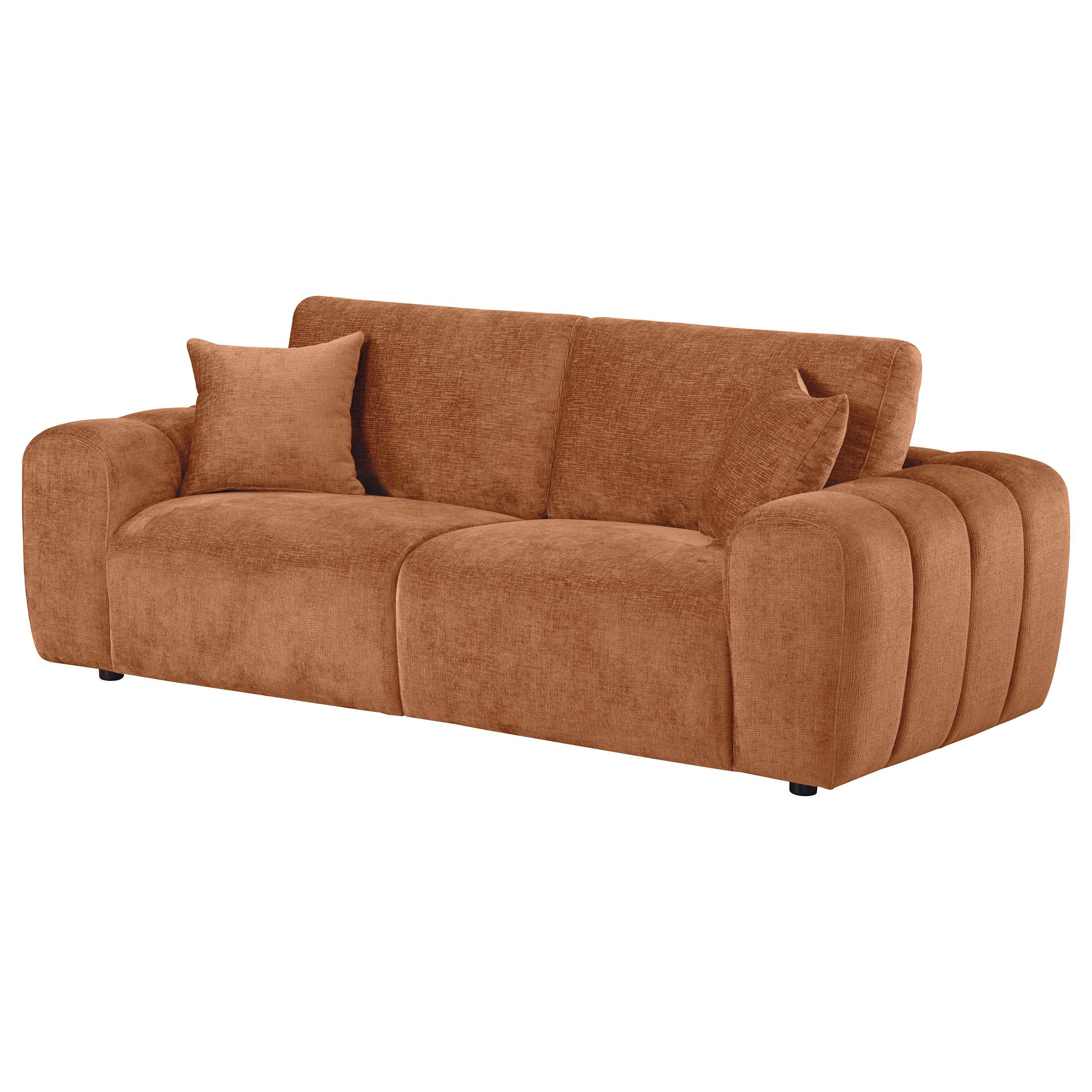 Burnett Chenille Upholstered Wide Arm Sofa Burnt Orange - Image 3