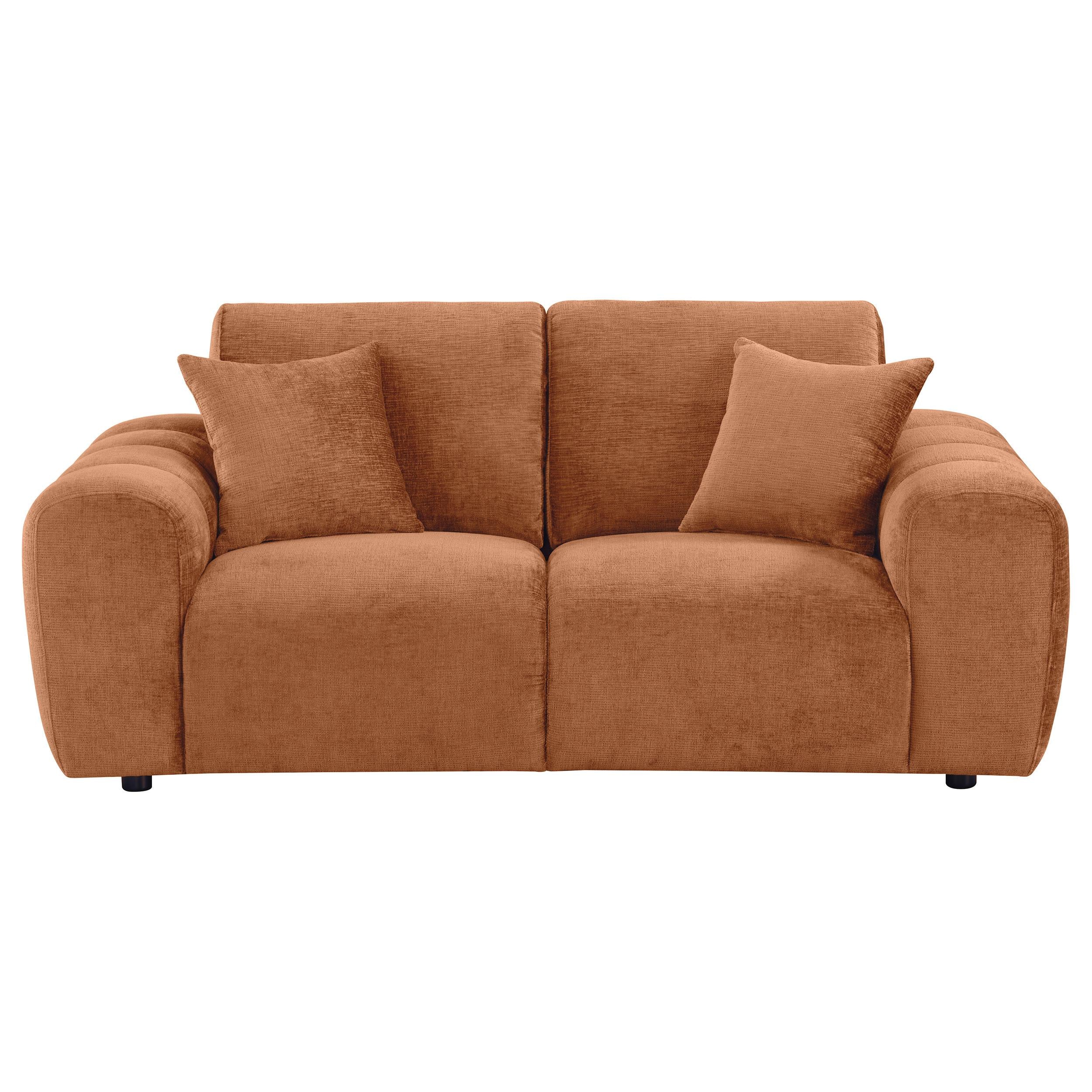 Burnett Chenille Upholstered Wide Arm Loveseat Burnt Orange - Image 2