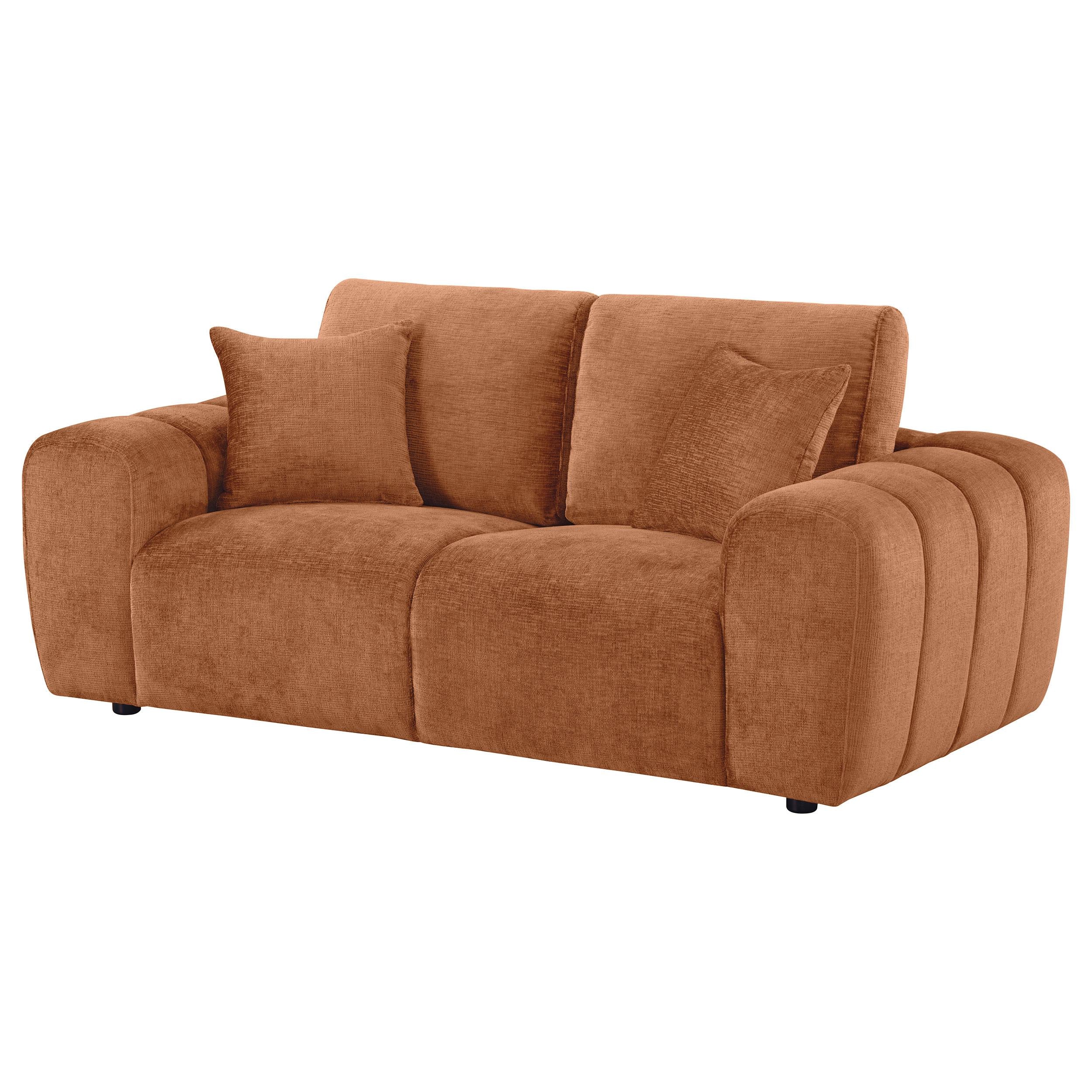 Burnett Chenille Upholstered Wide Arm Loveseat Burnt Orange - Image 3
