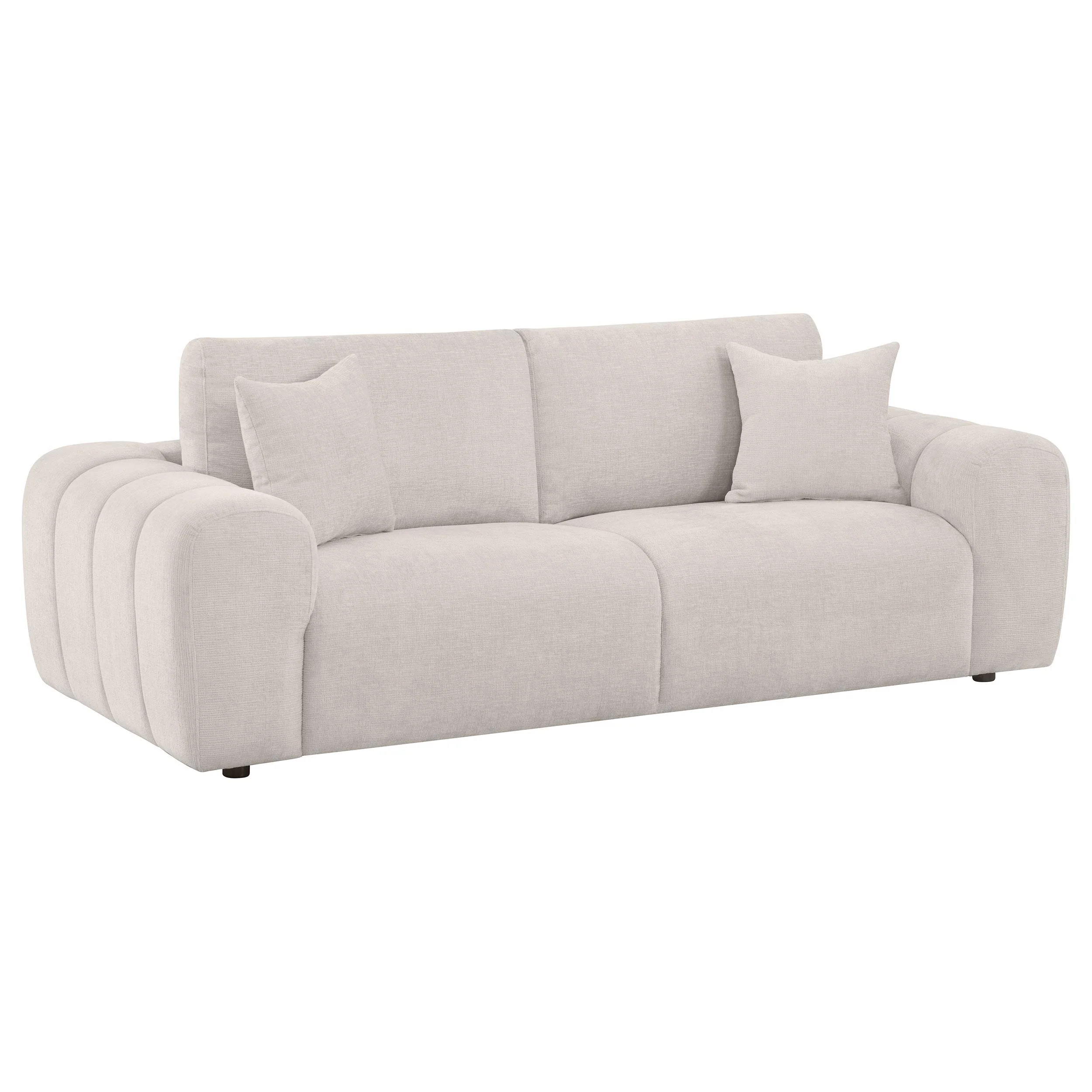 Burnett 3-piece Chenille Upholstered Sofa Set Ivory - Image 2