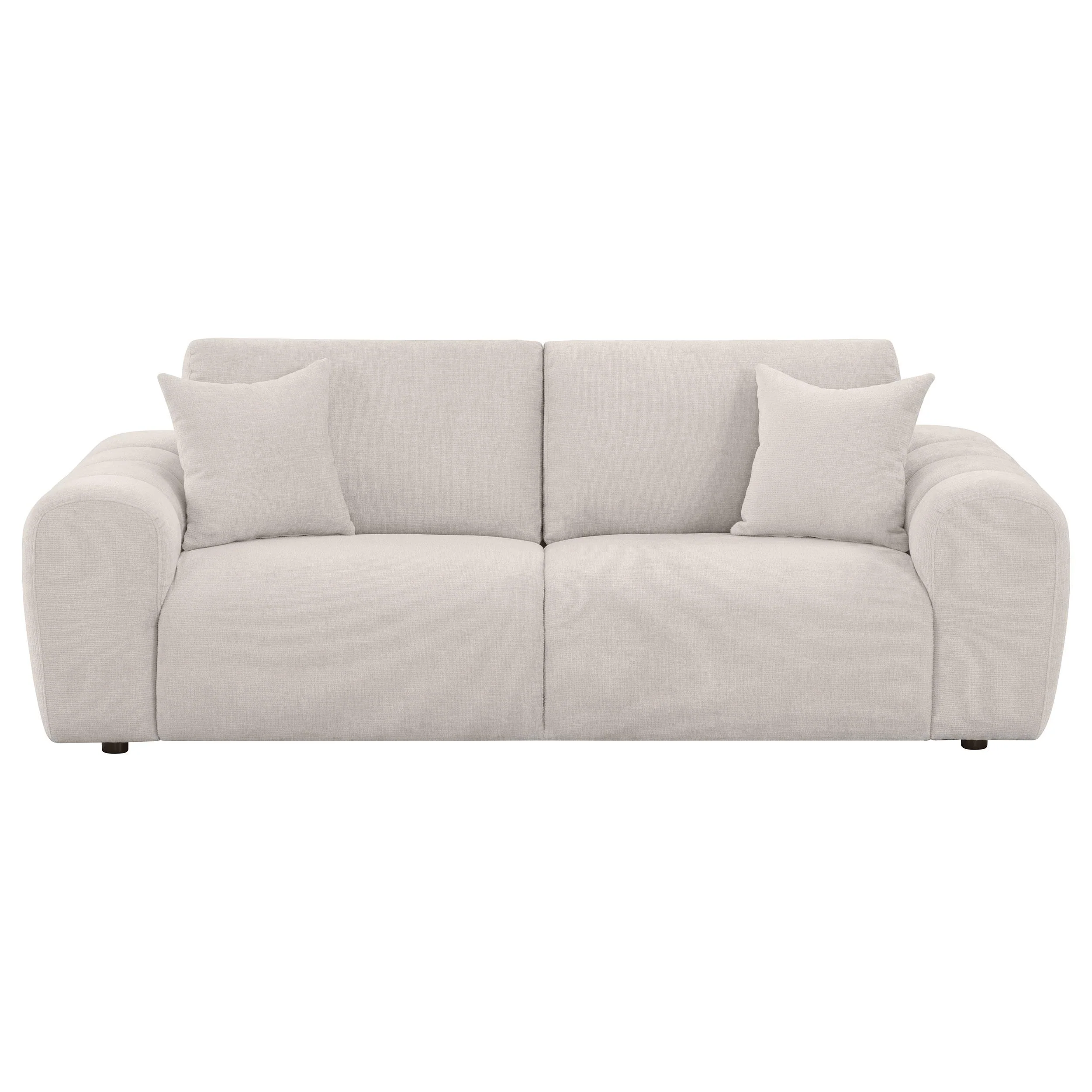 Burnett Chenille Upholstered Wide Arm Sofa Ivory - Image 2