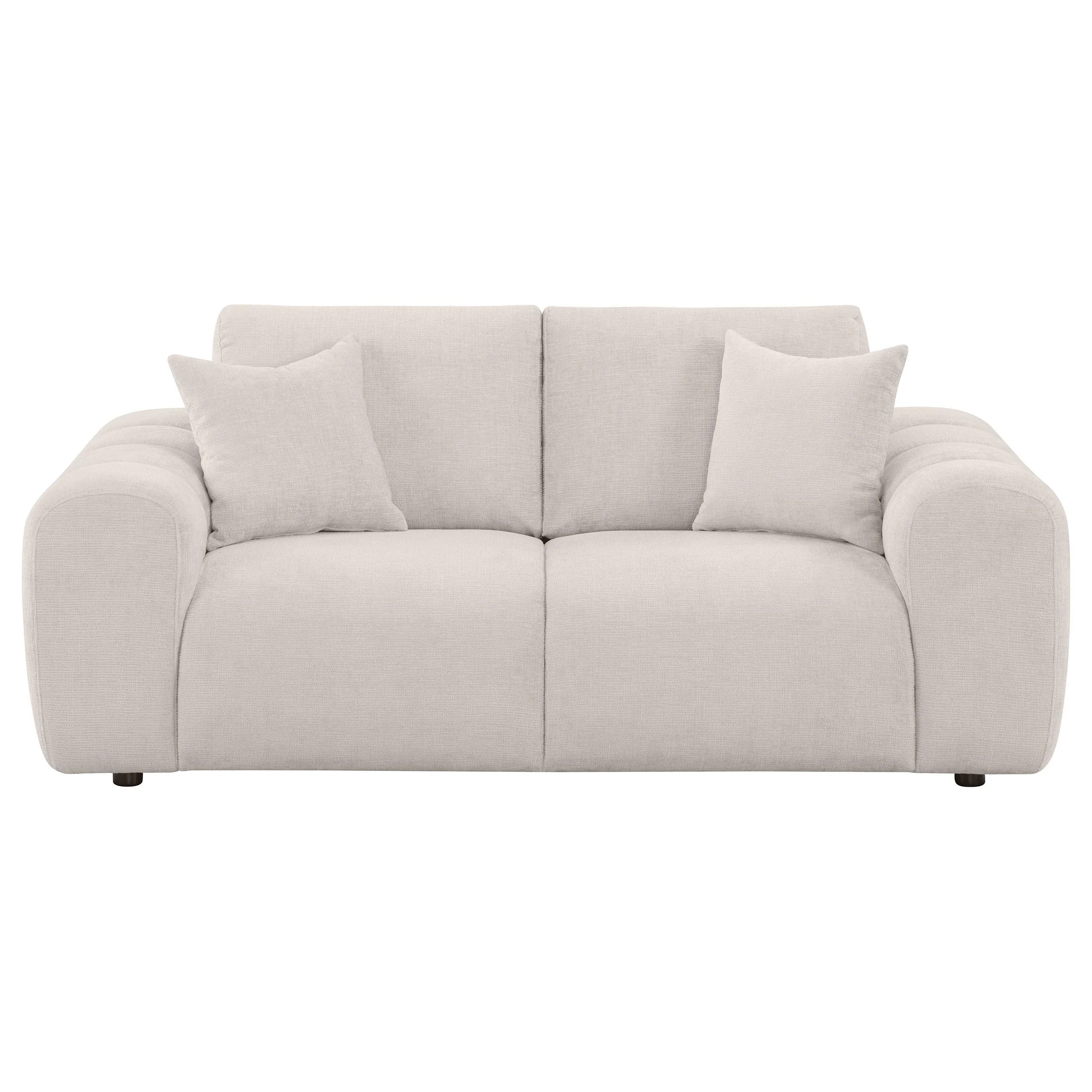Burnett Chenille Upholstered Wide Arm Loveseat Ivory - Image 2