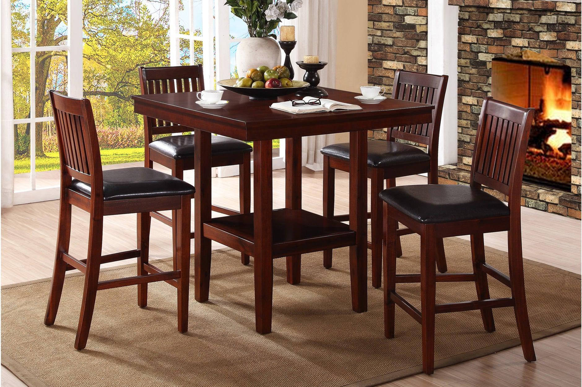 Galena Brown Faux Leather Square Dining Room Set - Image 2