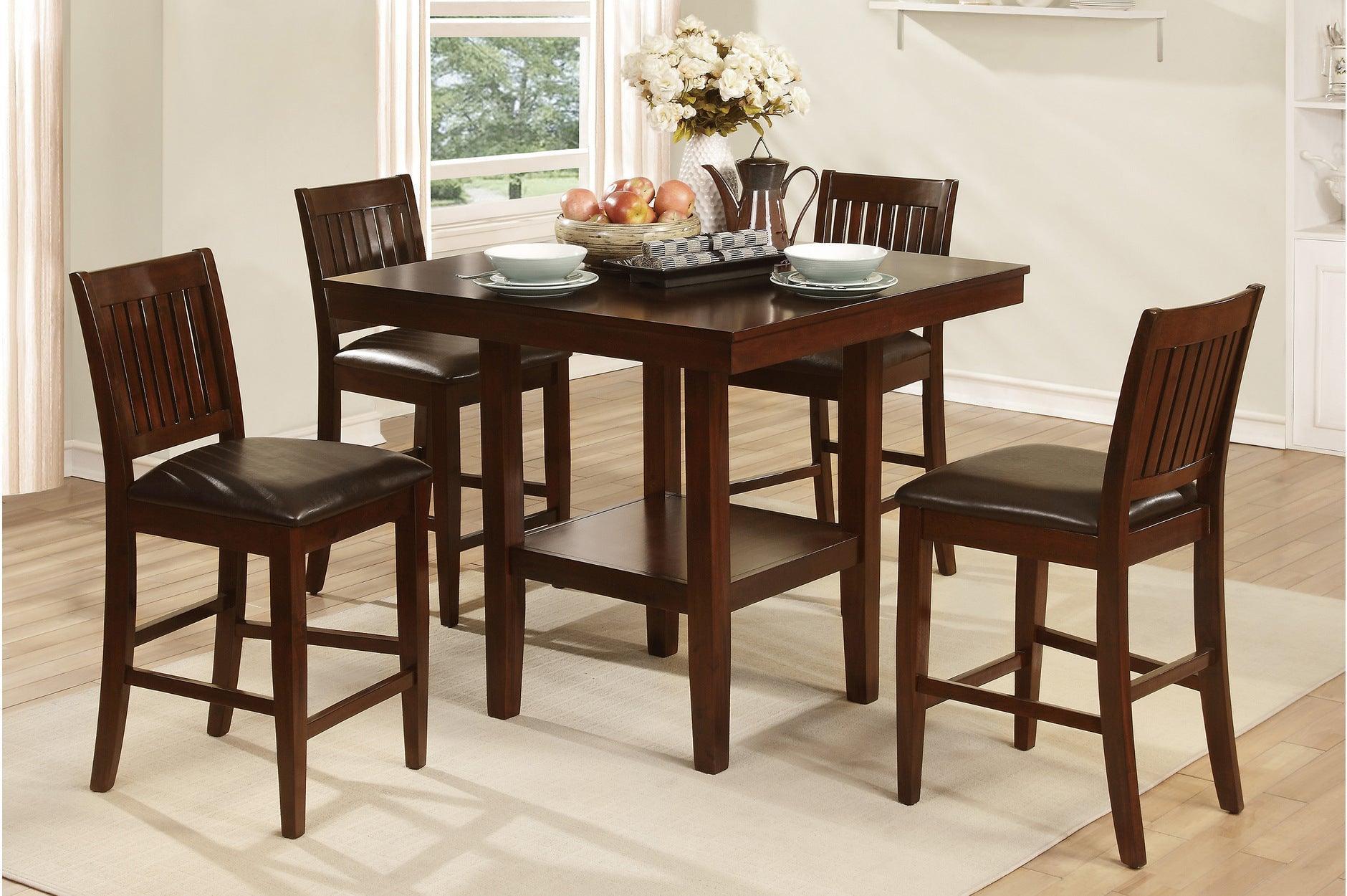 Galena Brown Faux Leather Square Dining Room Set - Image 1