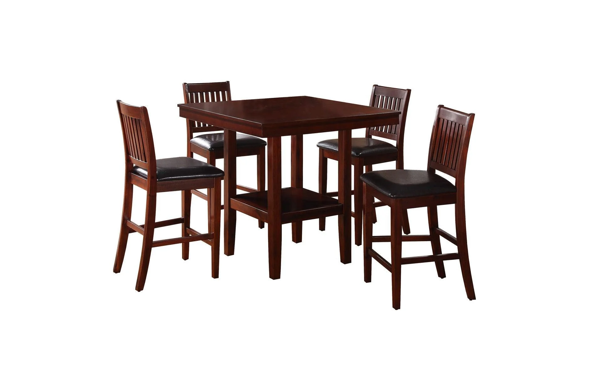 Galena Brown Faux Leather Square Dining Room Set - Image 3
