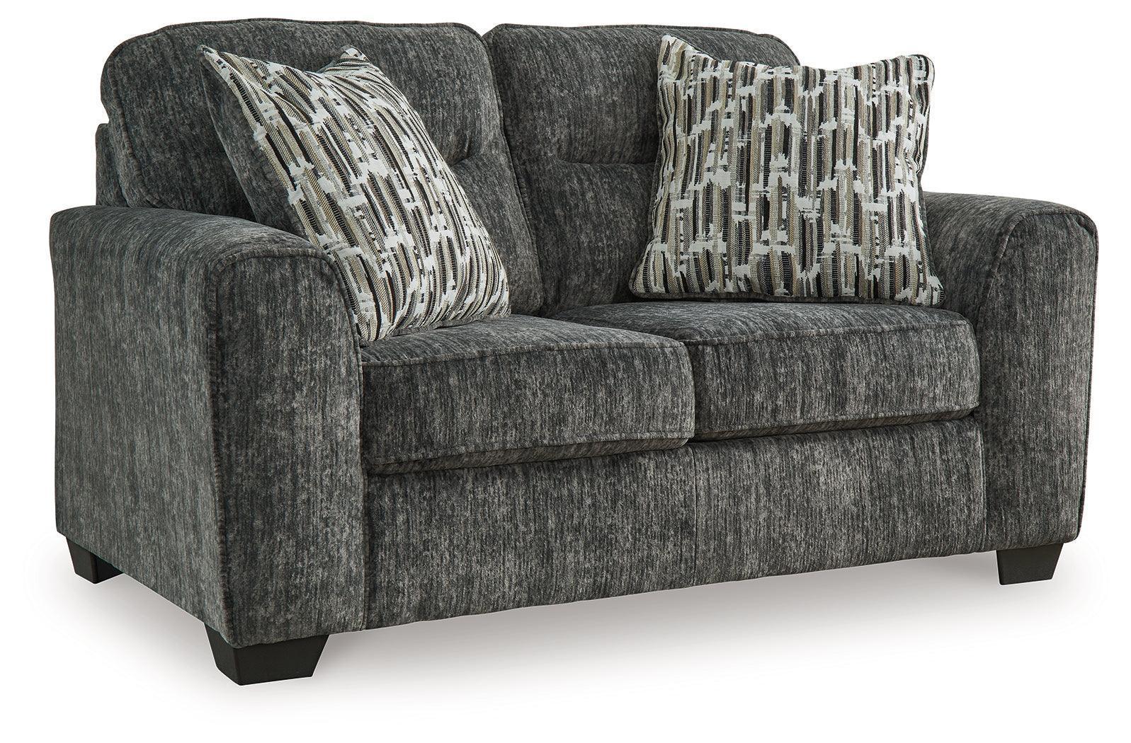Lonoke Gunmetal Velvet Loveseat - Image 2