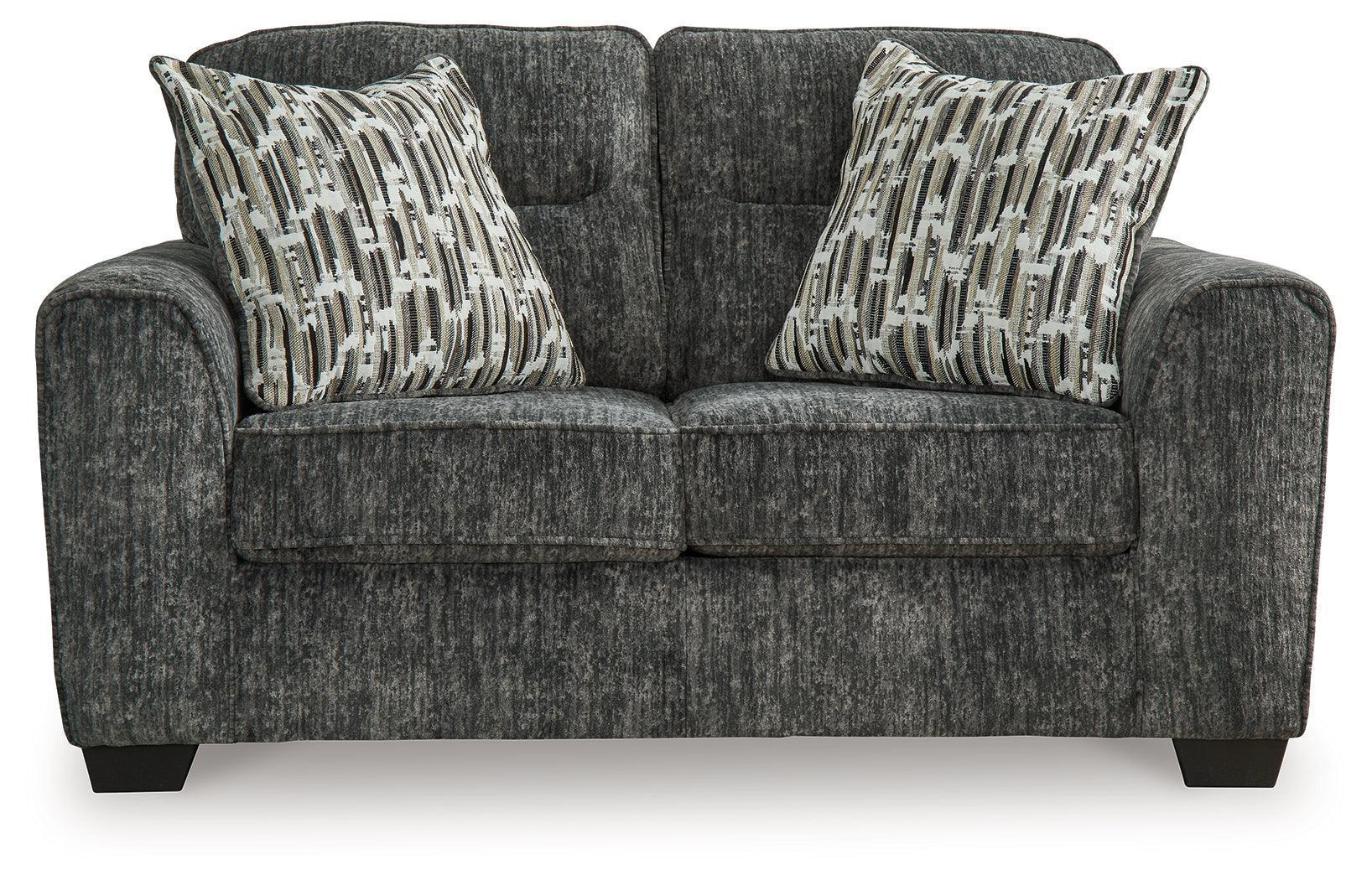 Lonoke Gunmetal Velvet Loveseat - Image 3