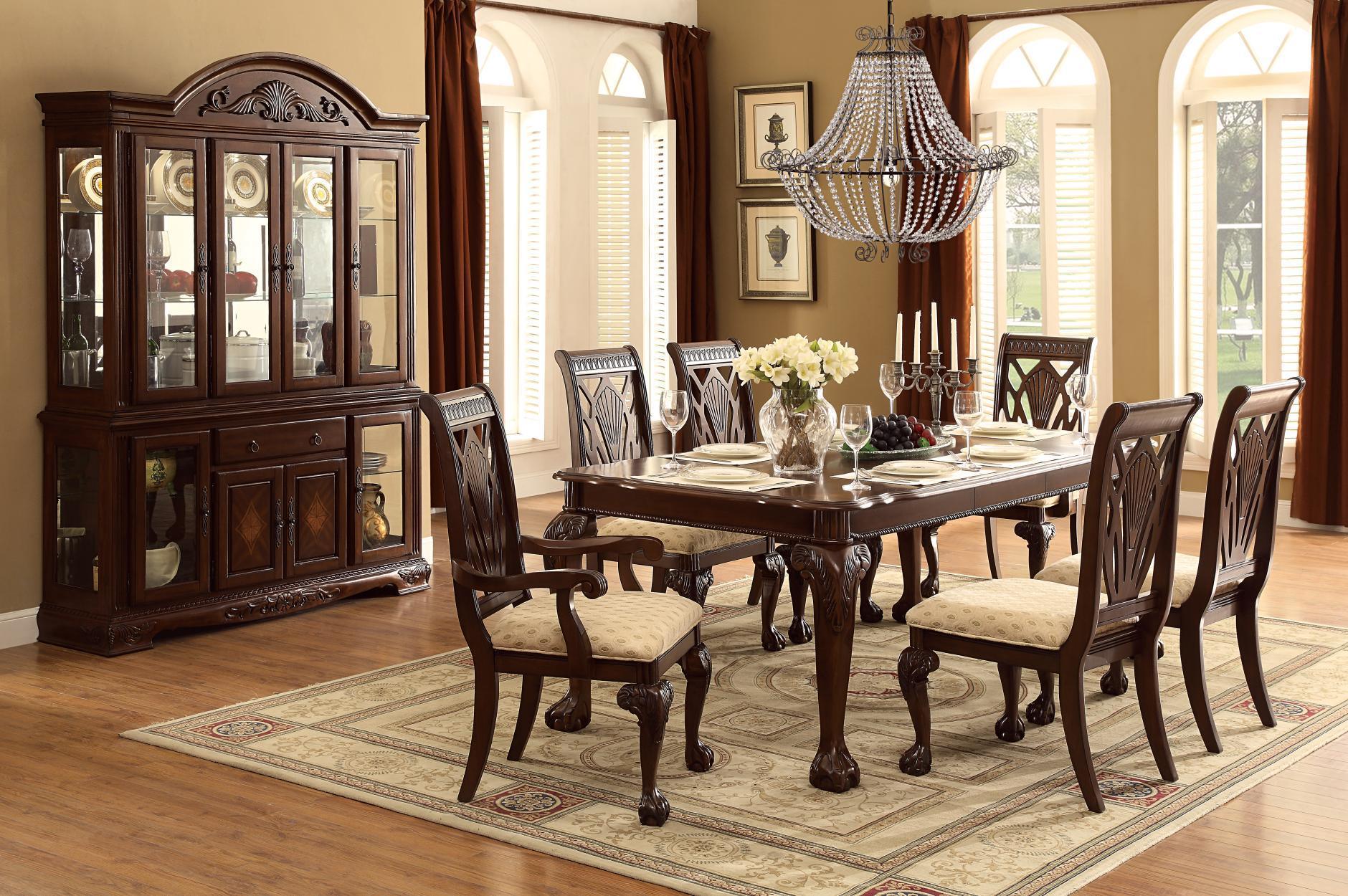 Norwich Dark Cherry Fabric Rectangular Dining Room Set - Image 1