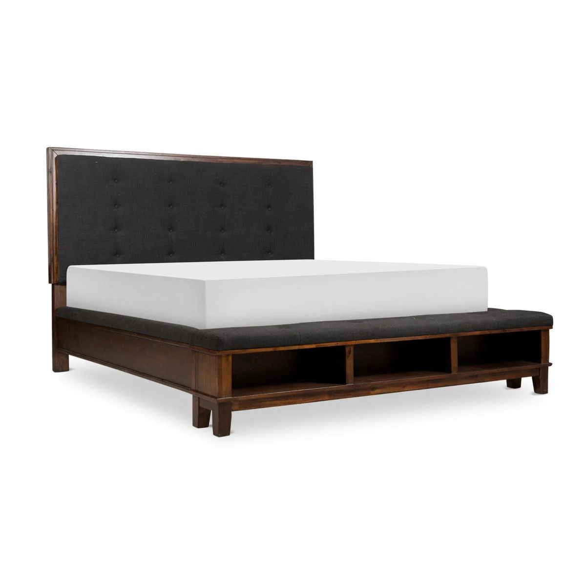 Boonu Brown Upholstered Tufted Panel Queen Bed - Image 2