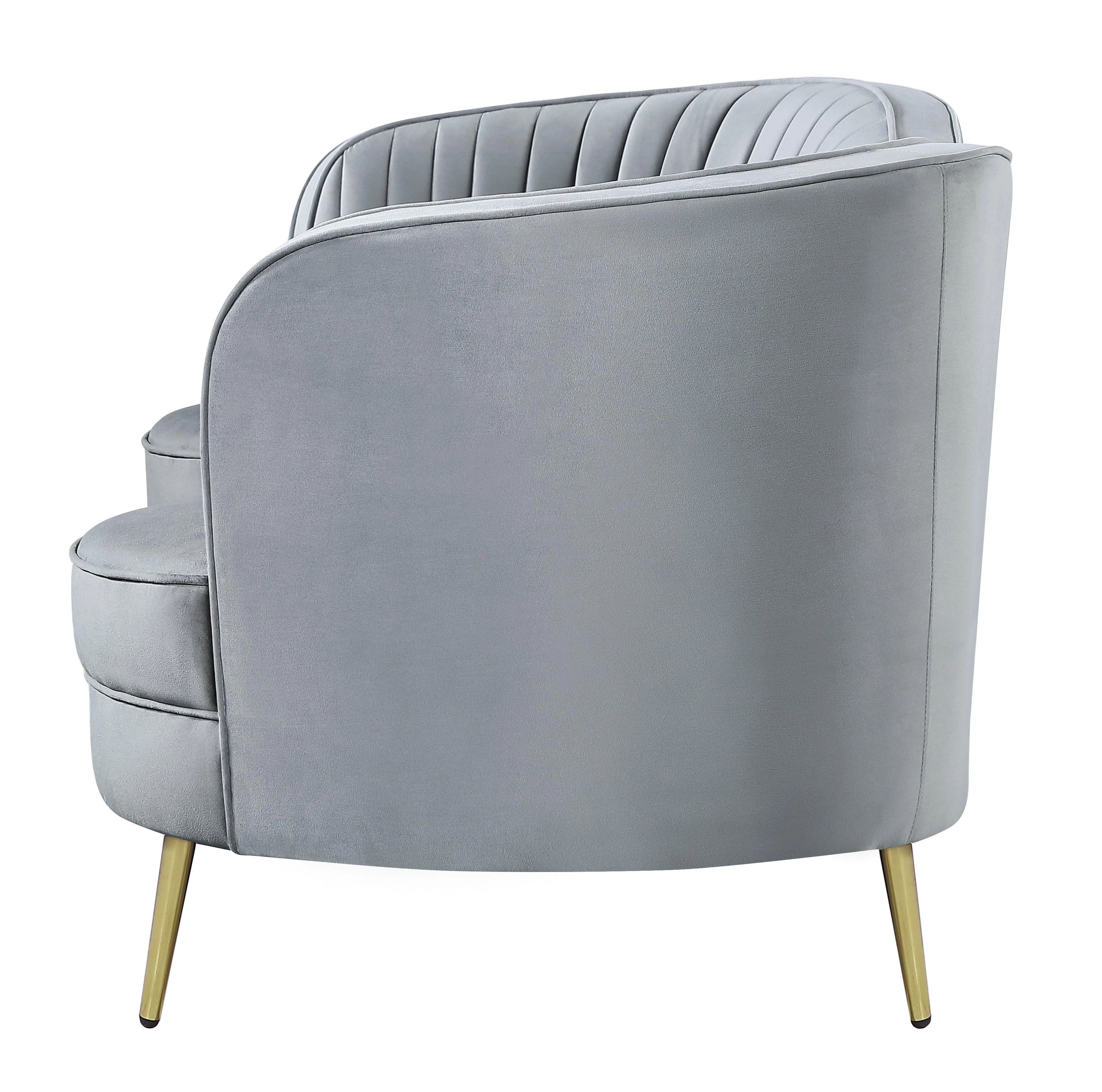 Sophia Upholstered Loveseat With Camel Back Gray Gold - Image 2