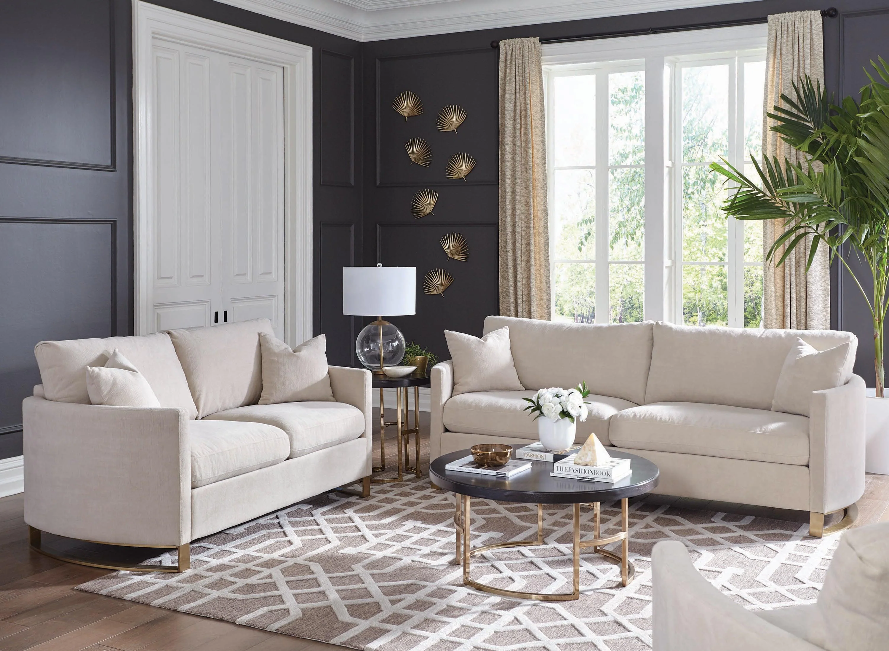 Corliss Upholstered Arched Arms Sofa Beige - Image 3