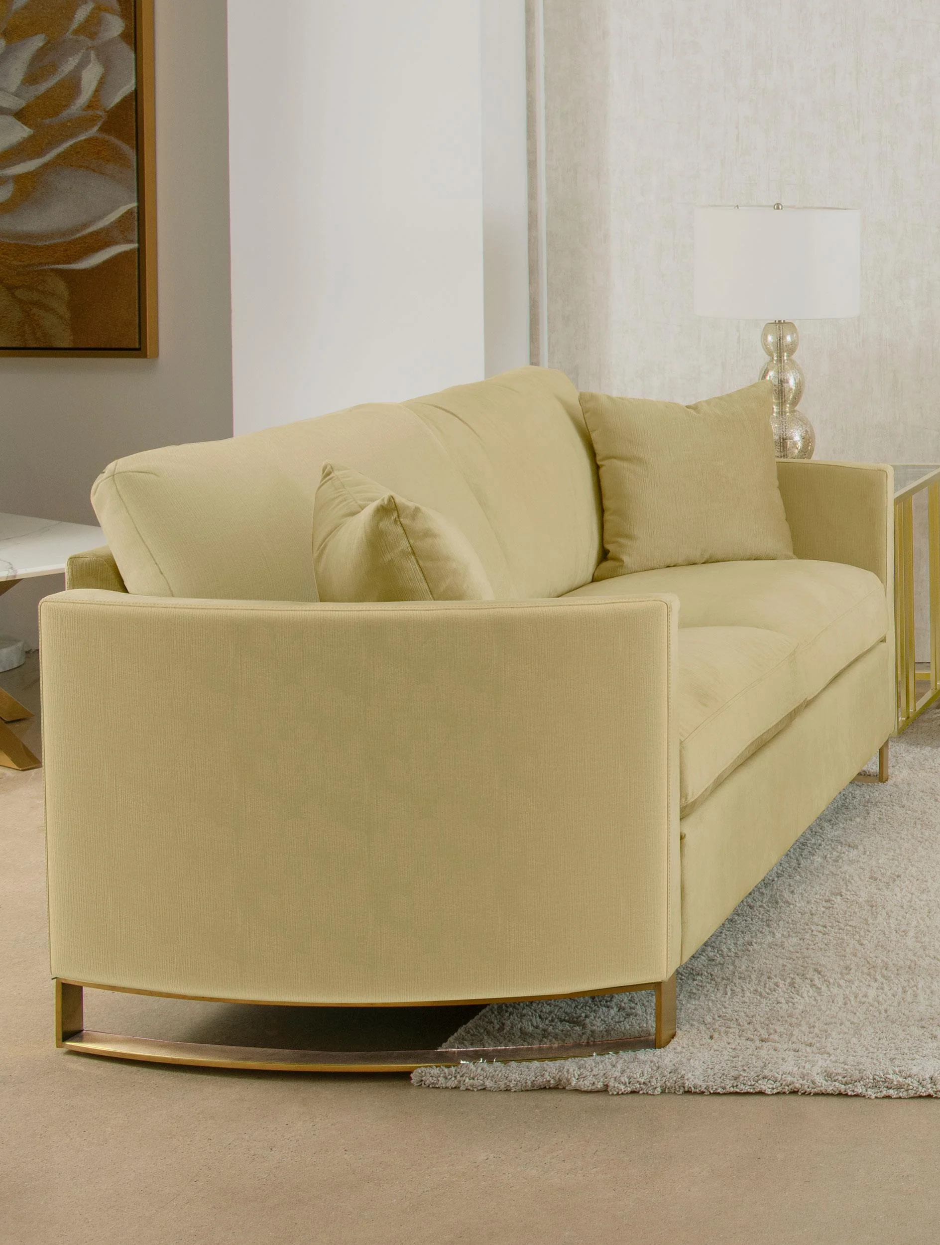 Corliss Upholstered Curved Track Arm Loveseat Camel - Image 2