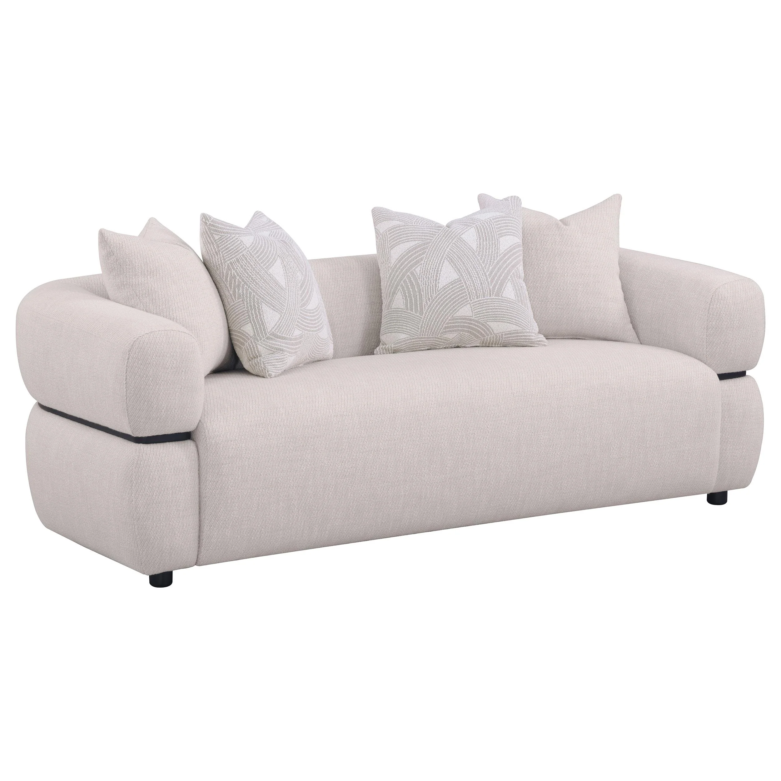 Jeanette 2-piece Fabric Upholstered Round Arm Sofa Set Beige - Image 2