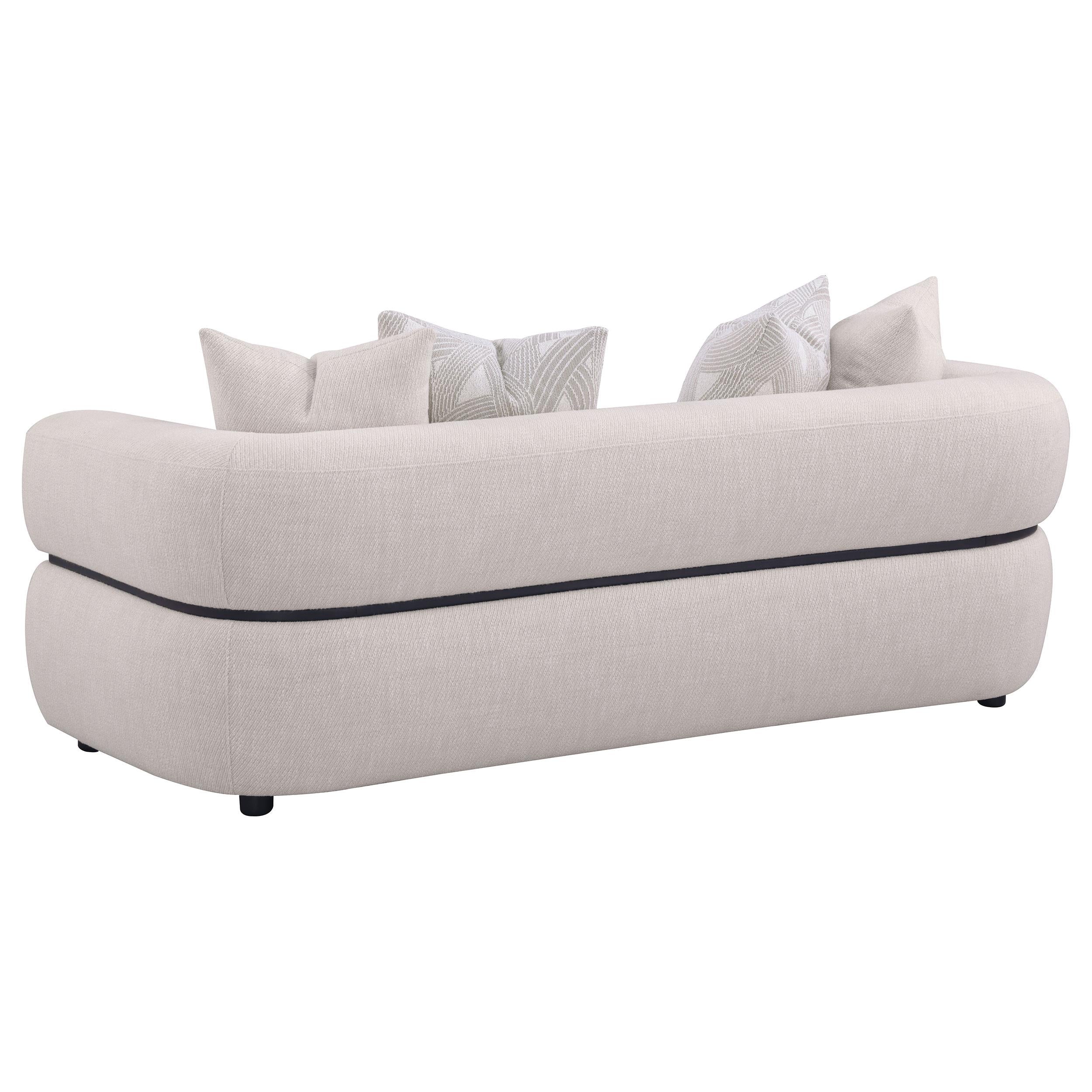 Jeanette 3-piece Fabric Upholstered Round Arm Sofa Set Beige - Image 3
