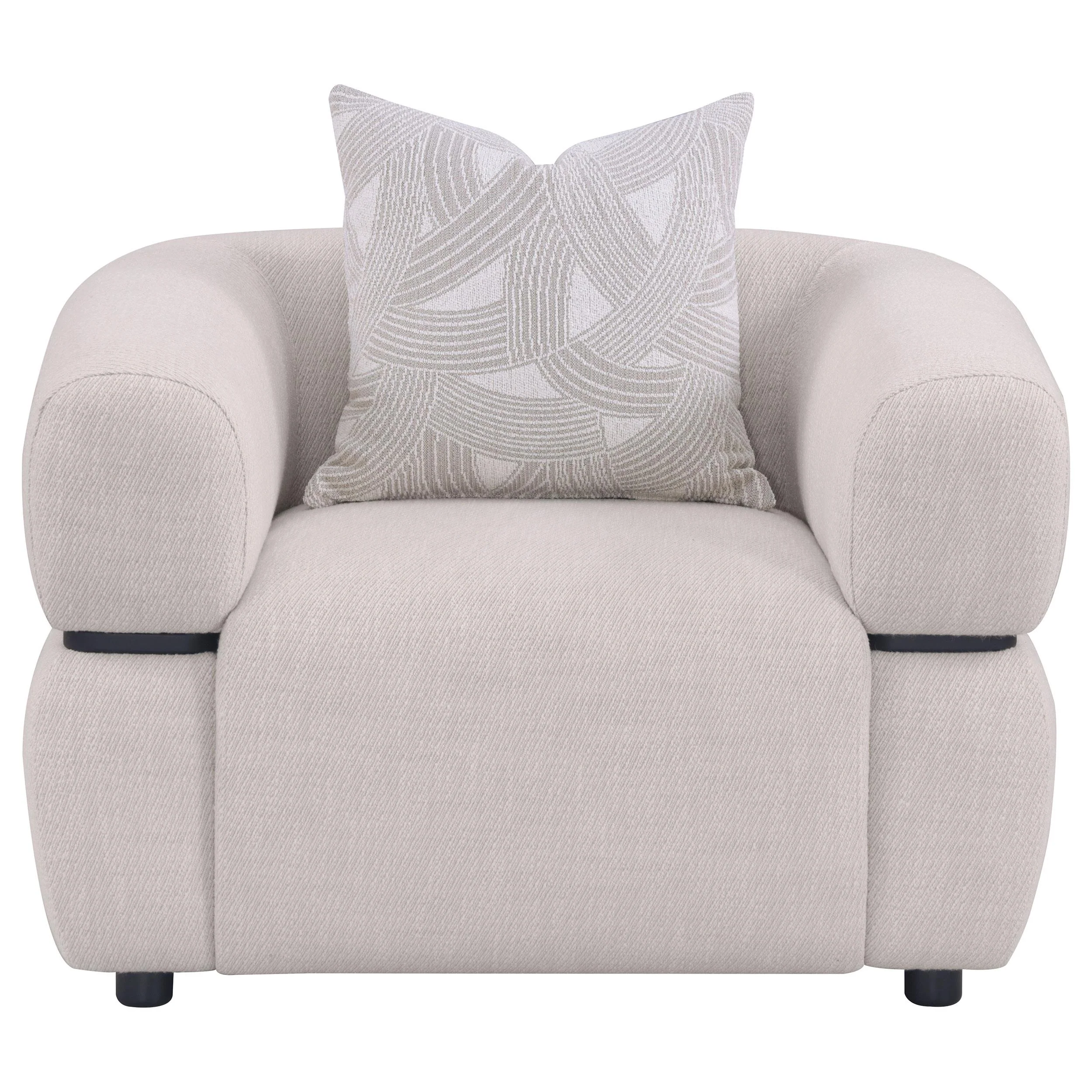 Jeanette Fabric Upholstered Round Arm Accent Chair Beige - Image 2