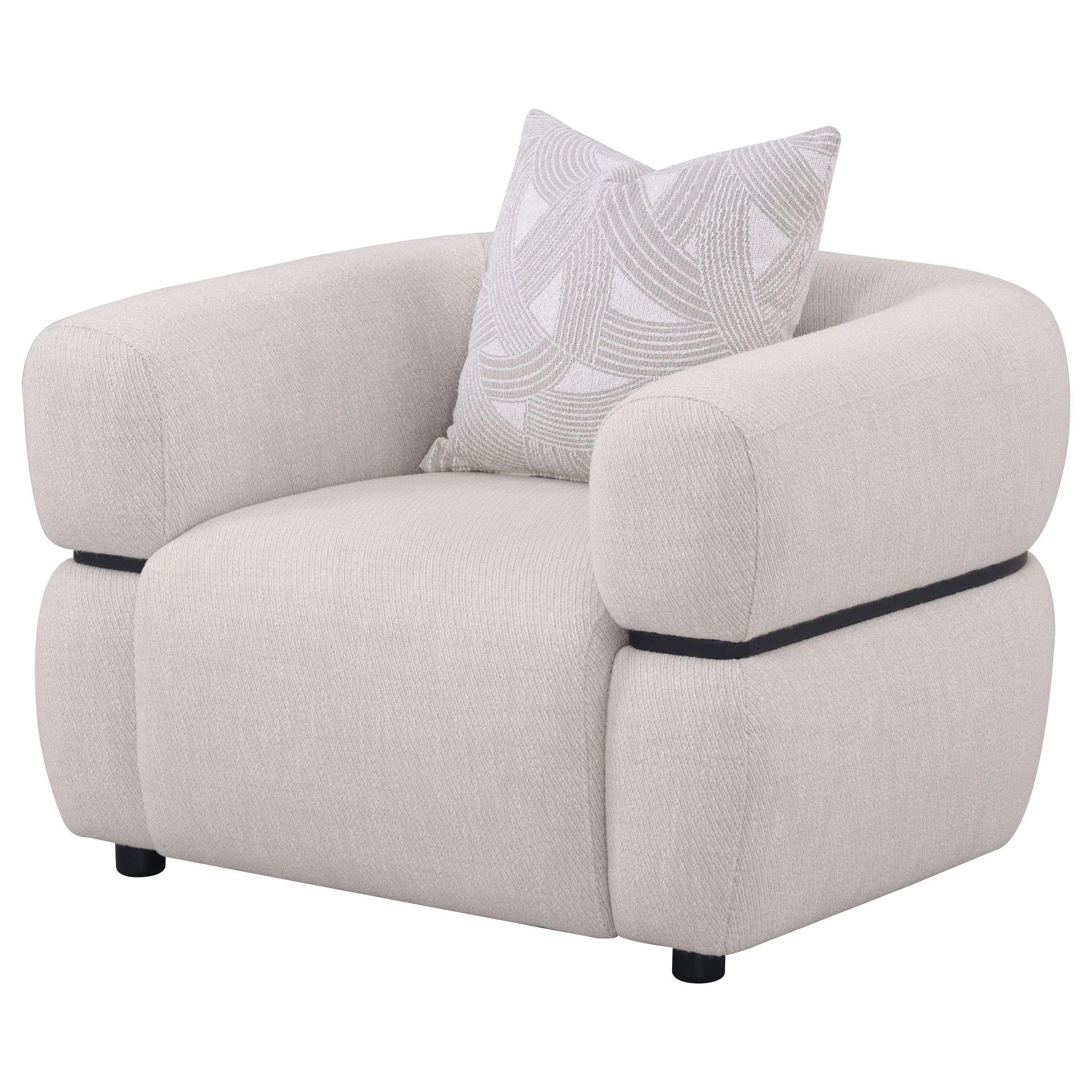 Jeanette Fabric Upholstered Round Arm Accent Chair Beige - Image 3
