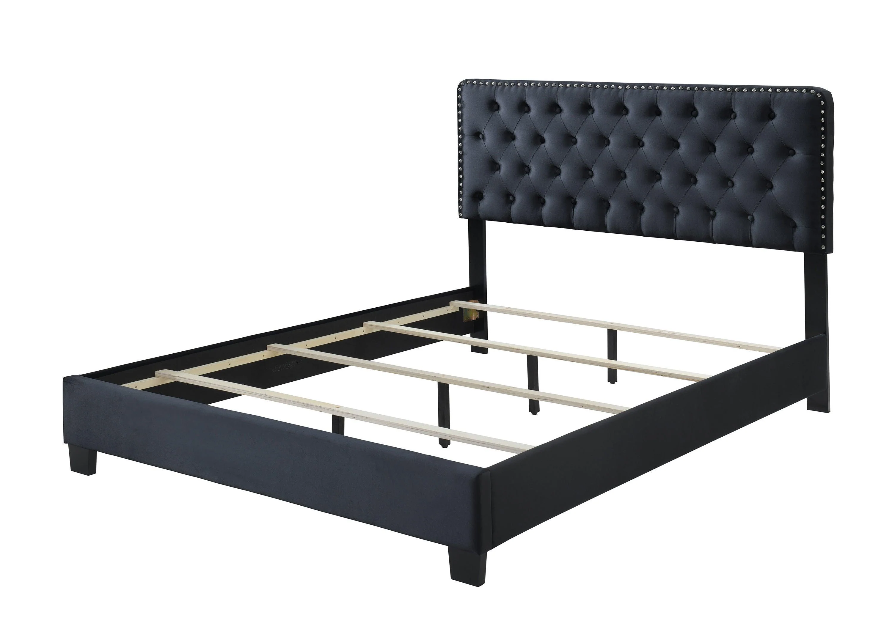 Ezra Dark Tufted Fabric King Bed - Image 3