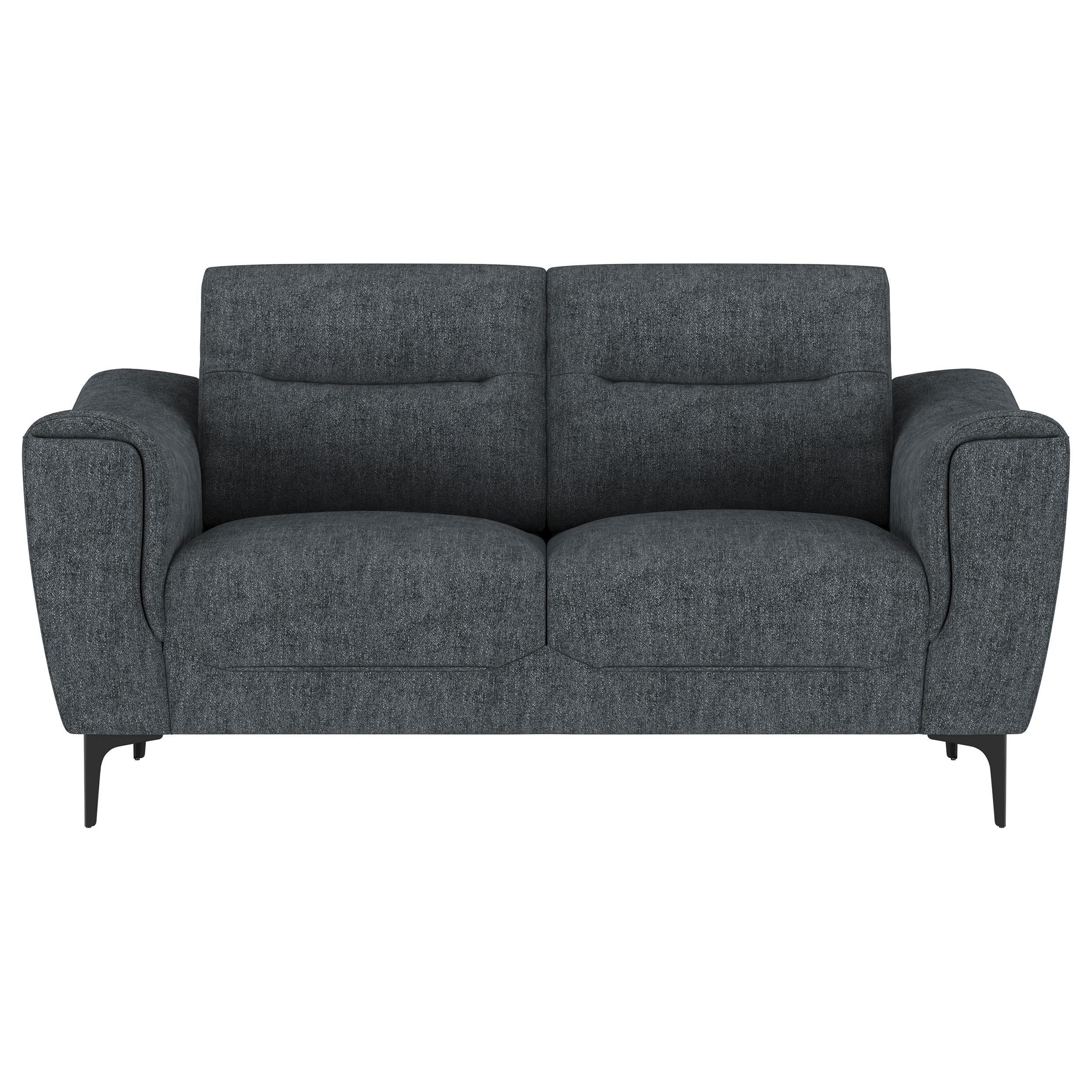 Nolan Upholstered Sloped Track Arm Loveseat Charcoal - Image 3