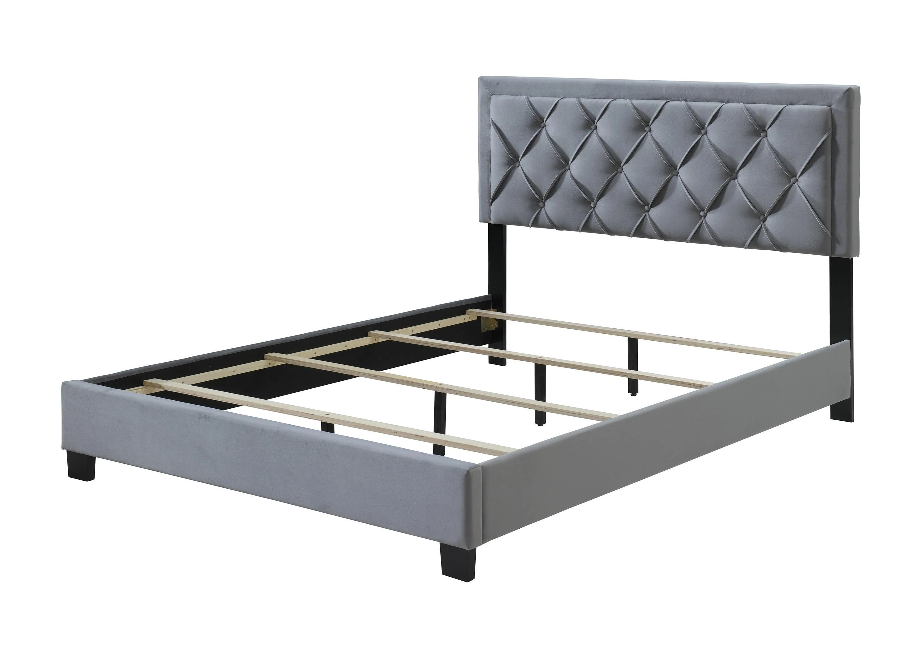 Danzy Gray Upholstered Tufted Panel King Bed - Image 3