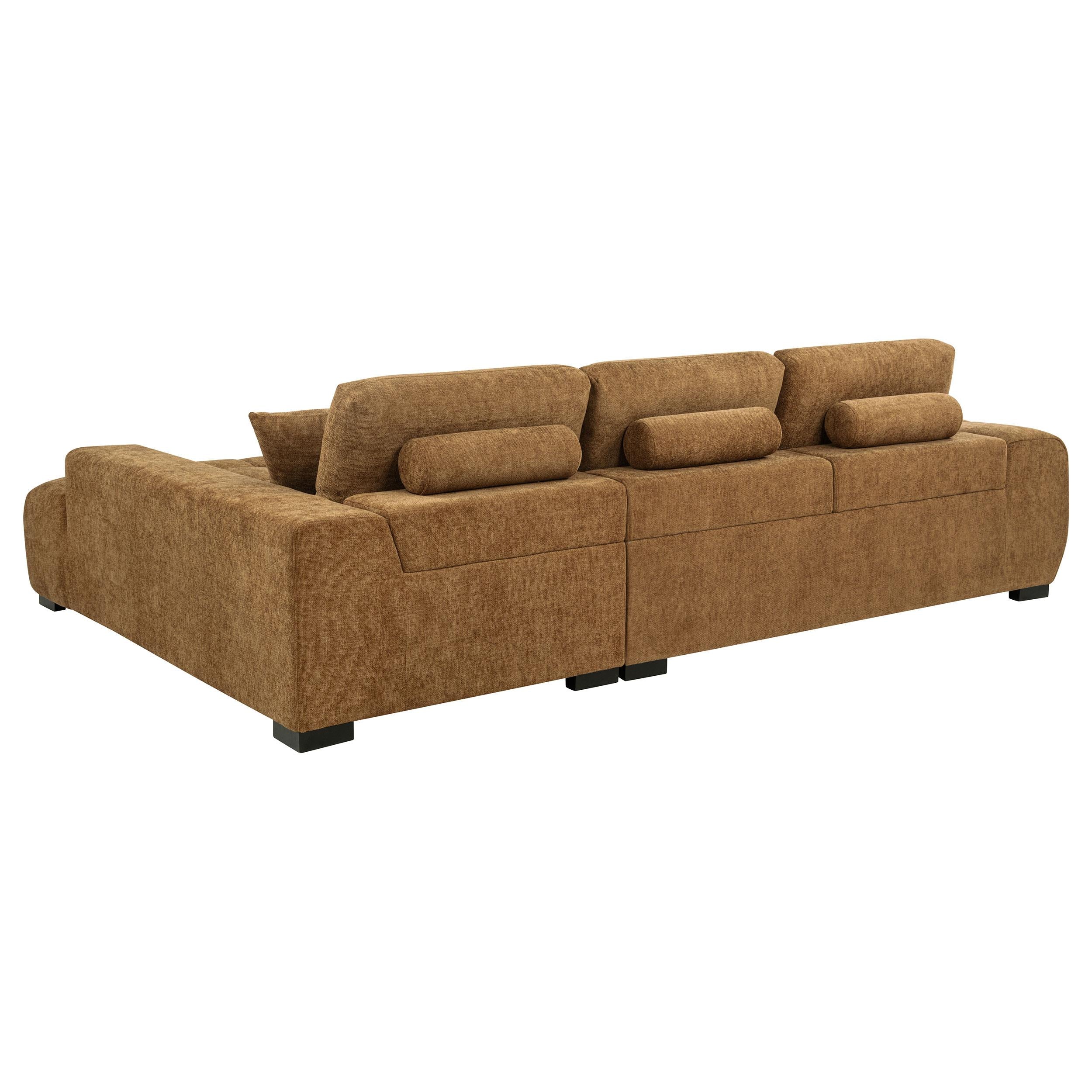 Octavia Fabric Upholstered Sectional Chaise Sofa Amber - Image 3