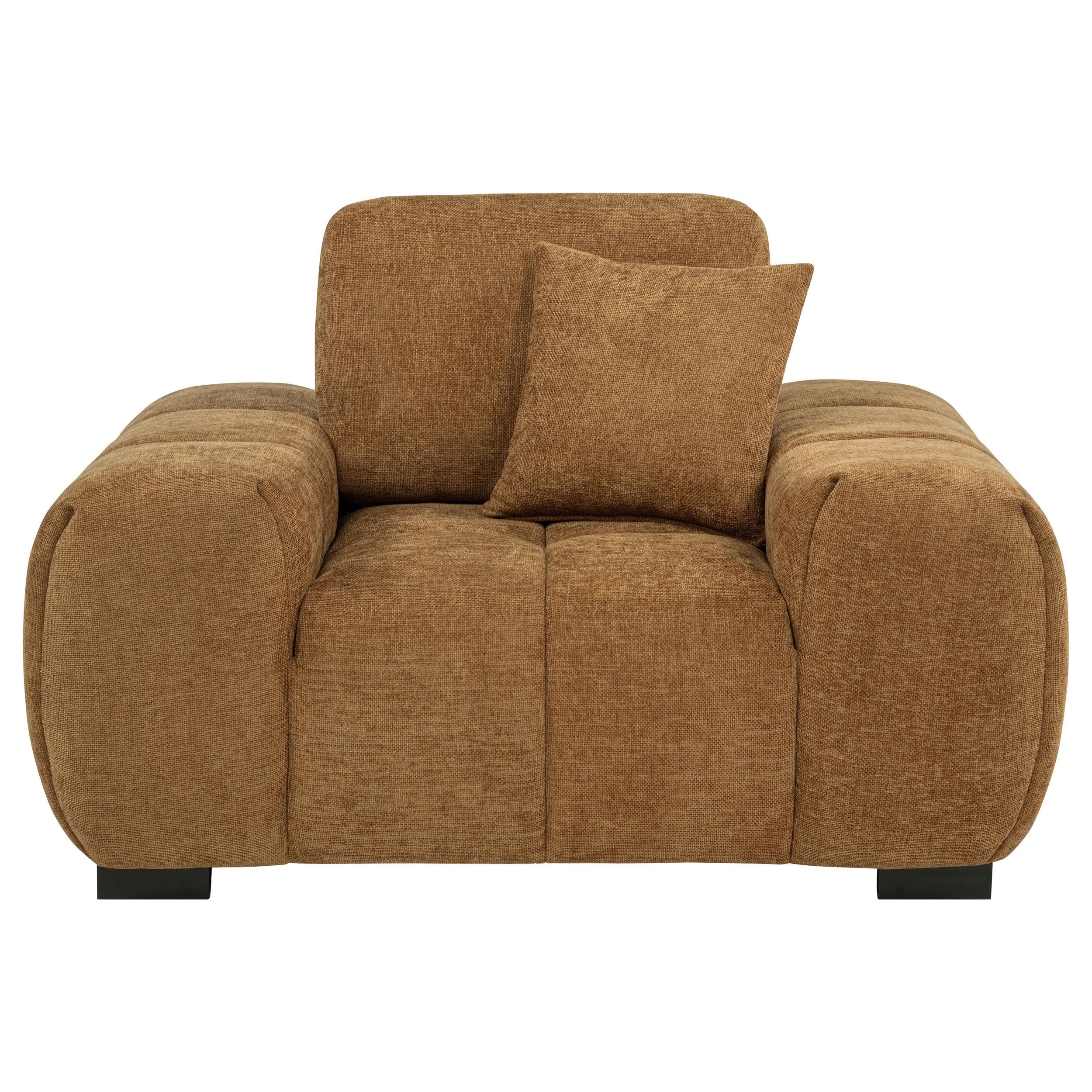 Octavia Fabric Upholstered Track Arm Accent Chair Amber - Image 2