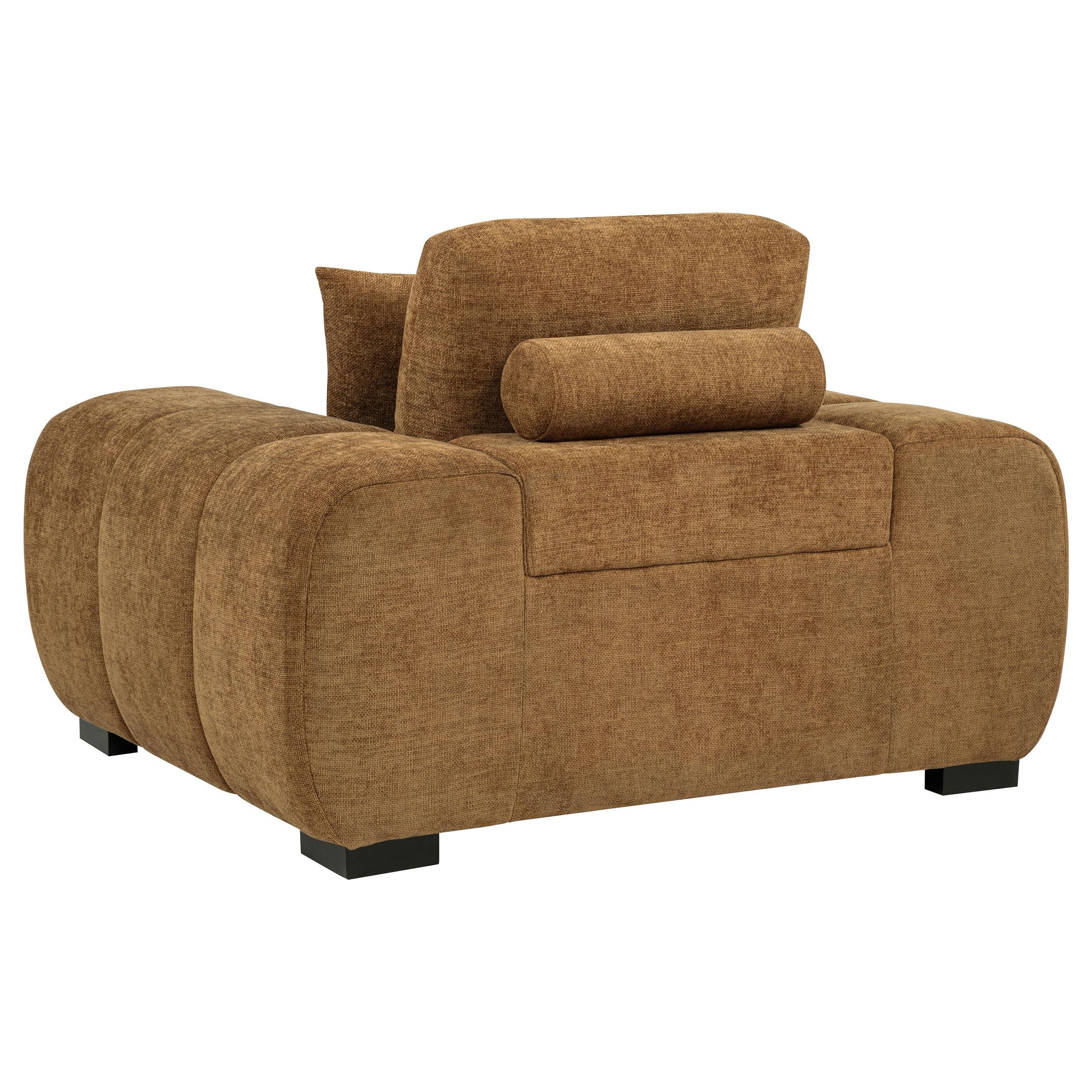 Octavia Fabric Upholstered Track Arm Accent Chair Amber - Image 3