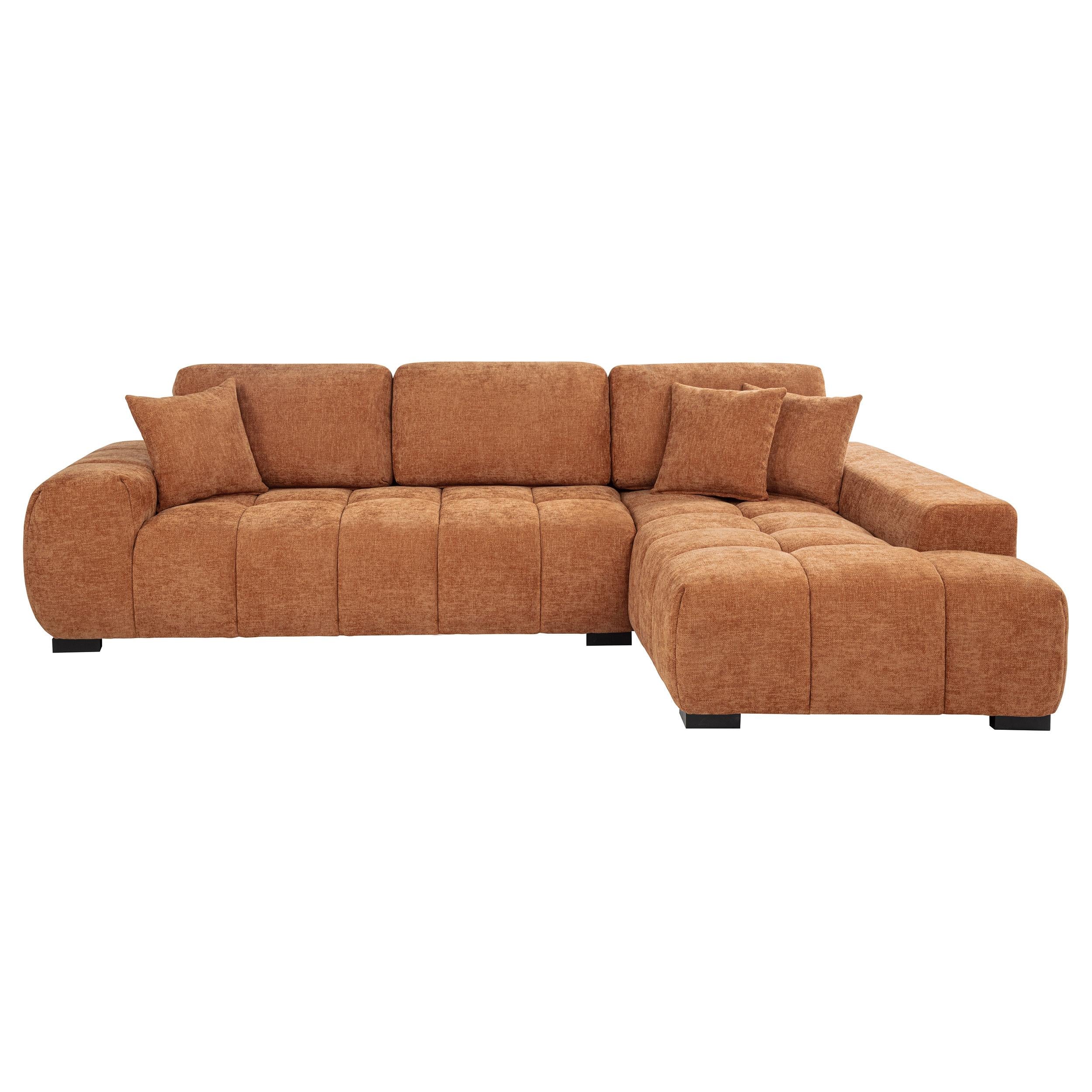 Octavia Fabric Upholstered Sectional Chaise Sofa Orange - Image 2