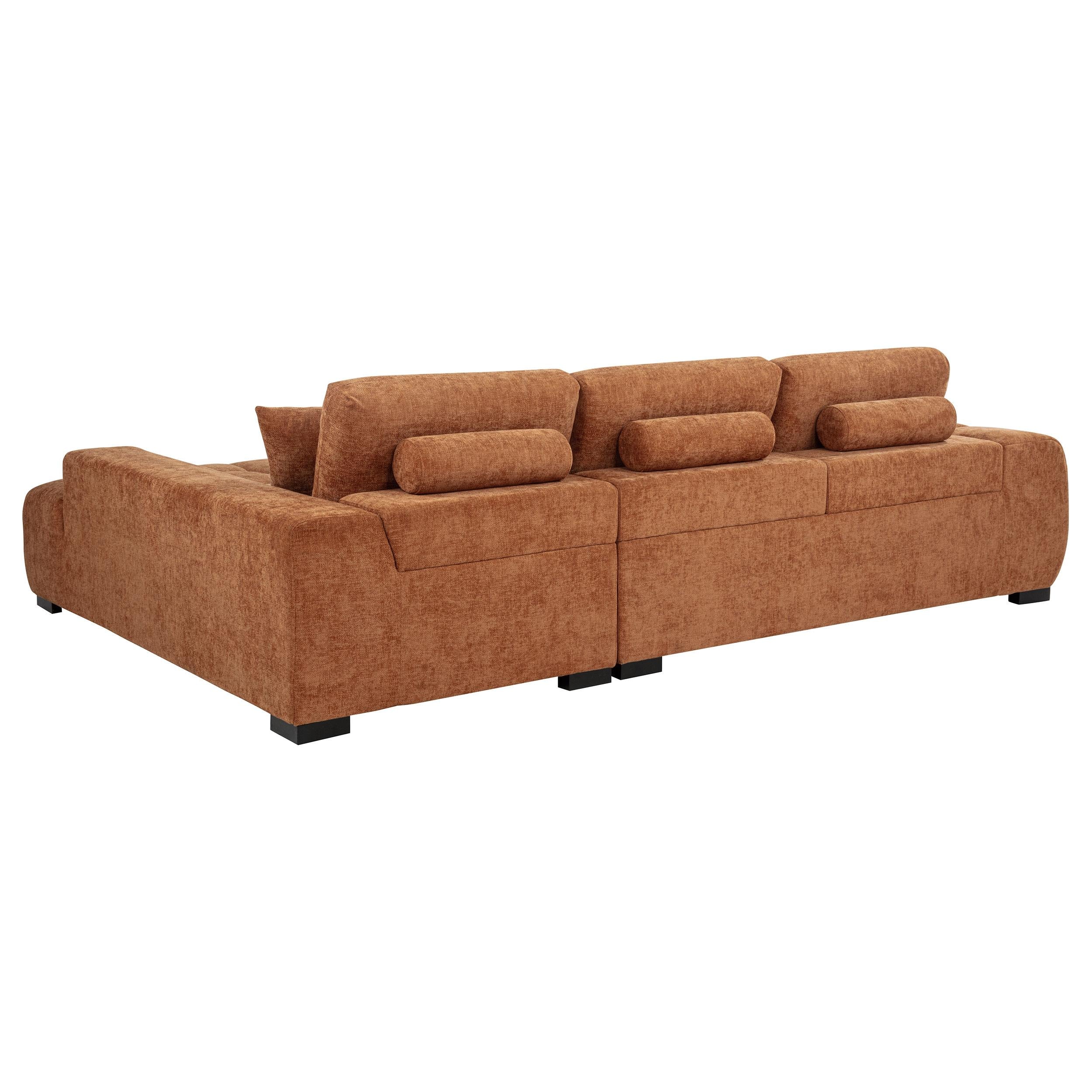 Octavia Fabric Upholstered Sectional Chaise Sofa Orange - Image 3