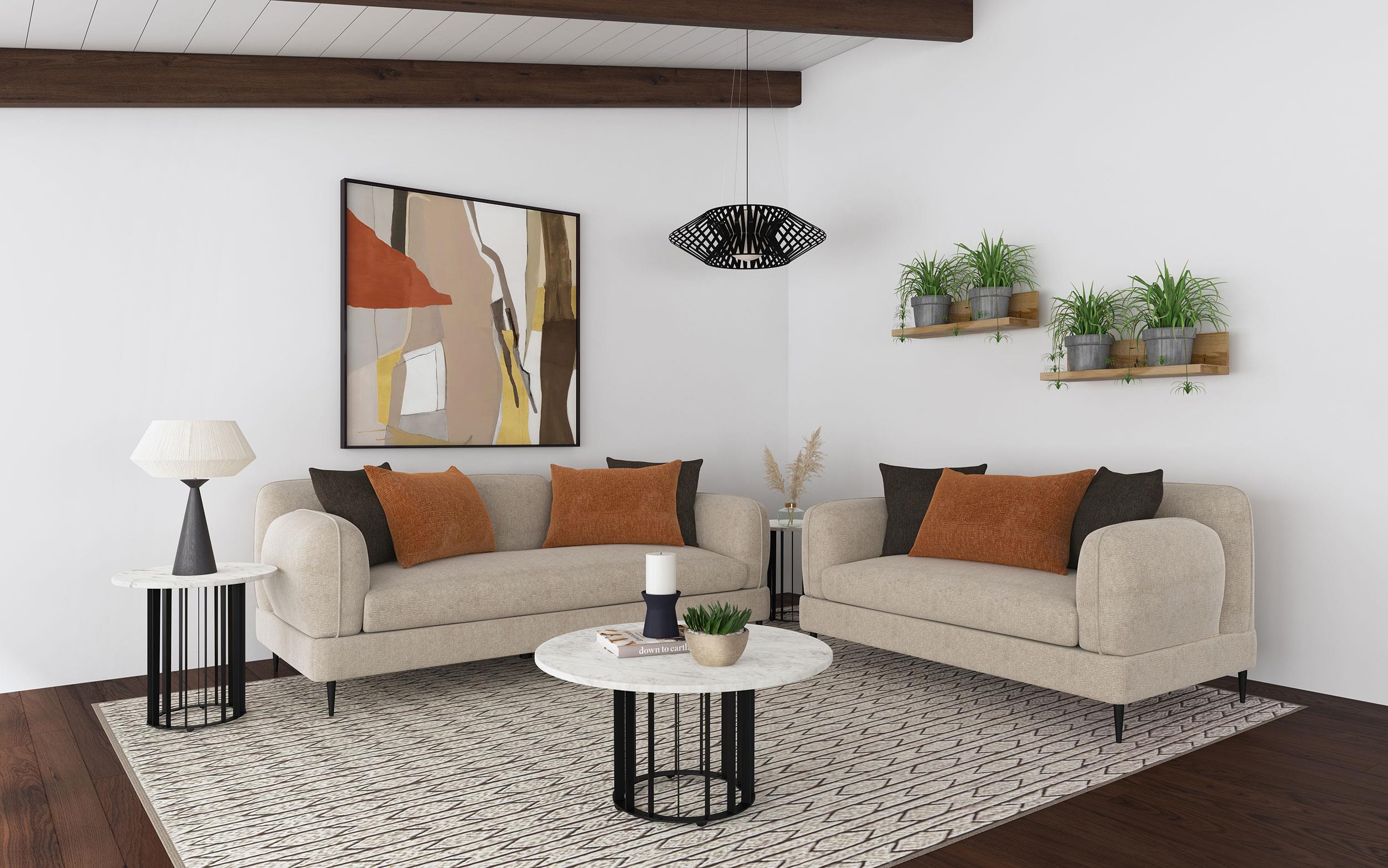 Jade 2-piece Chenille Upholstered Sofa Set Latte - Image 2