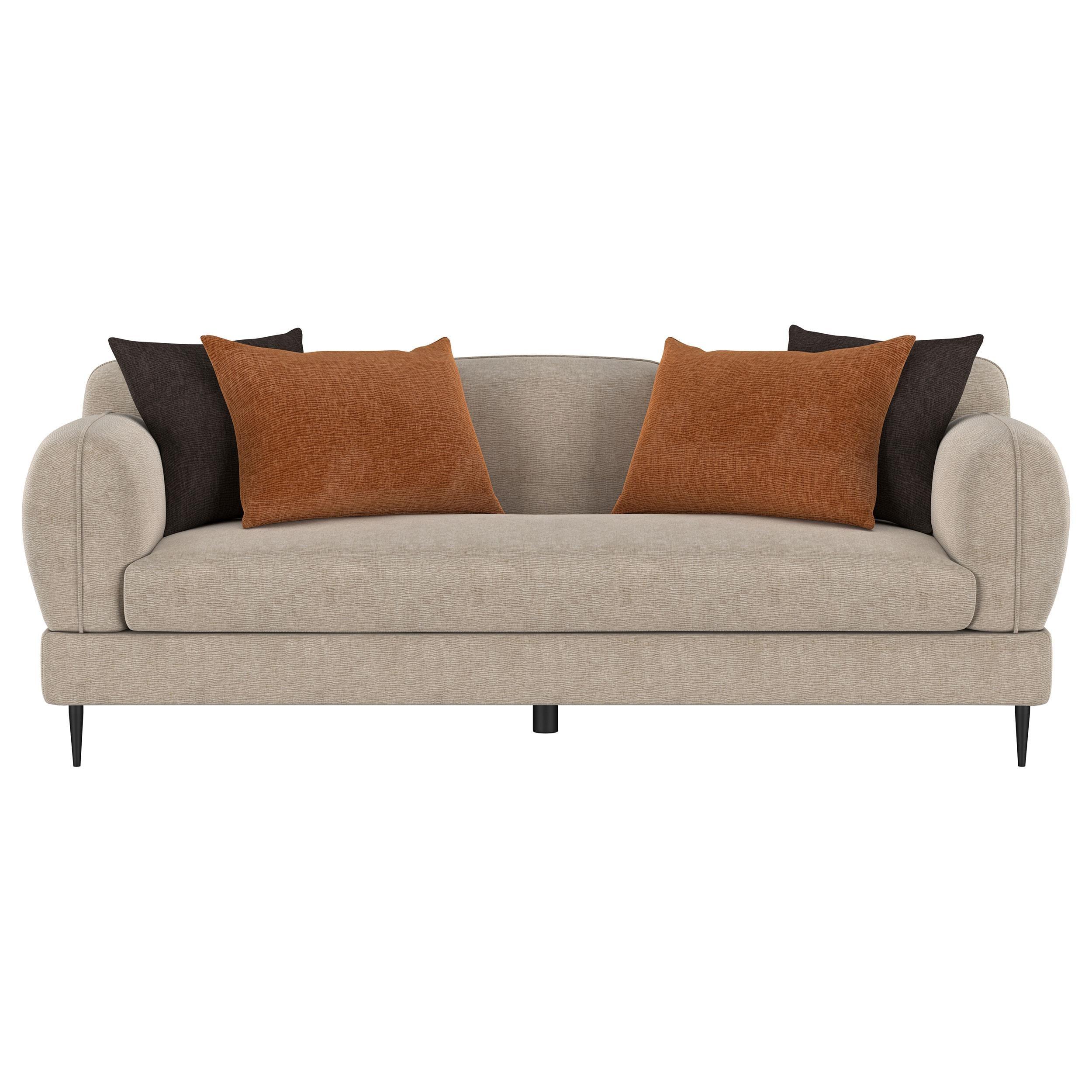 Jade Chenille Upholstered Sculpted Track Arm Sofa Latte - Image 3