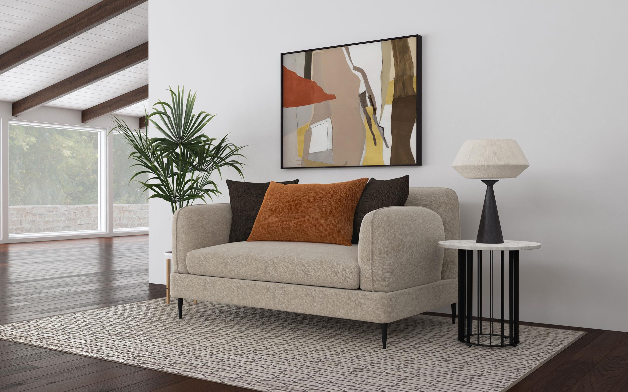 Jade Chenille Upholstered Sculpted Track Arm Loveseat Latte - Image 2