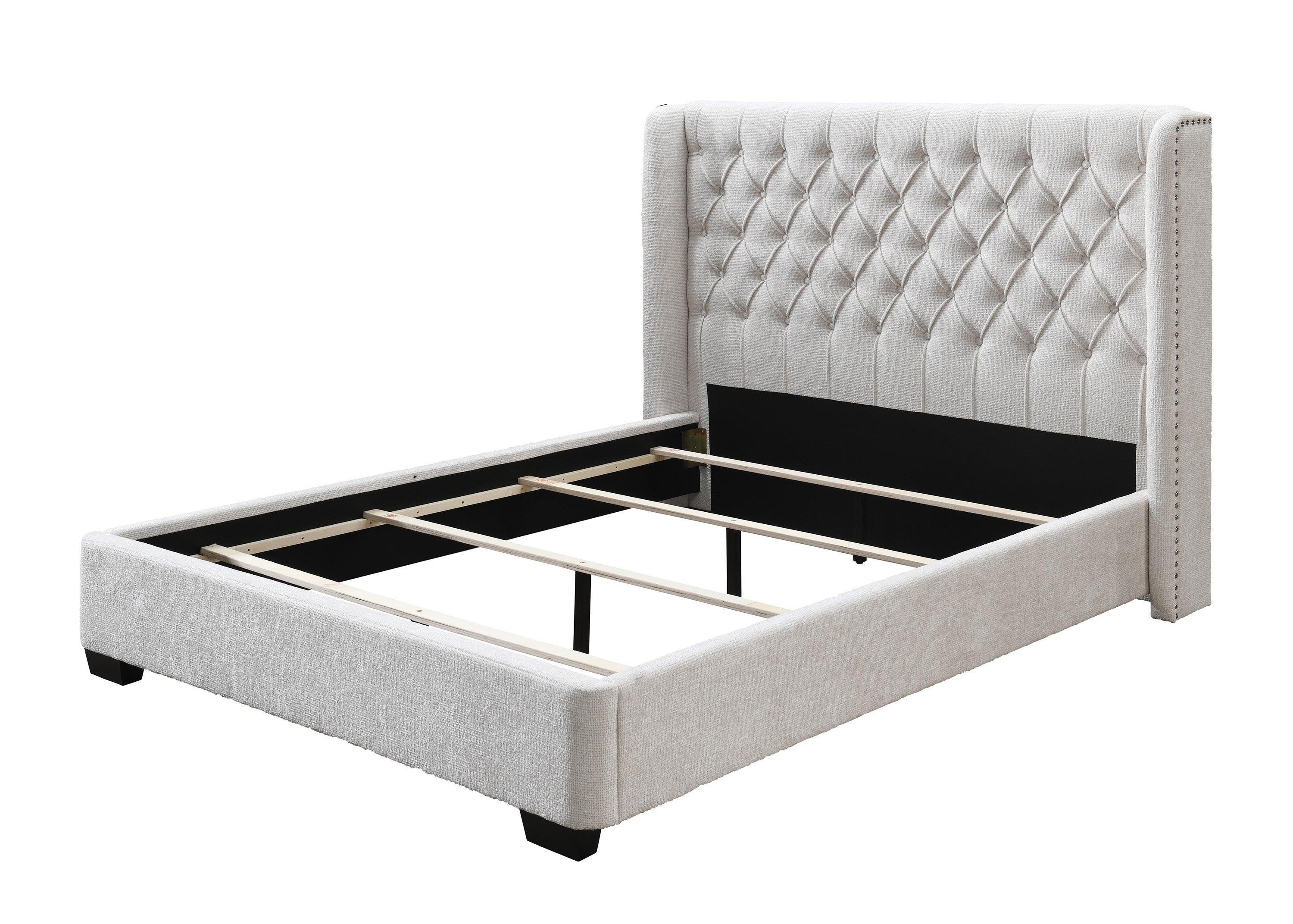 Daphne Gray Fabric Upholstered Tufted Panel Queen Bed - Image 3