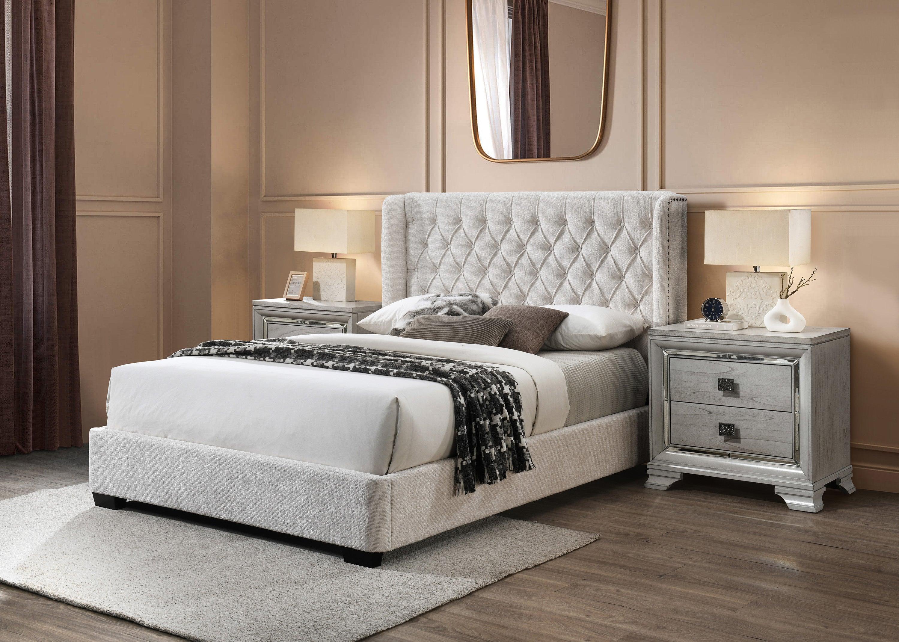 Daphne Gray Fabric Upholstered Tufted Panel Queen Bed - Image 2