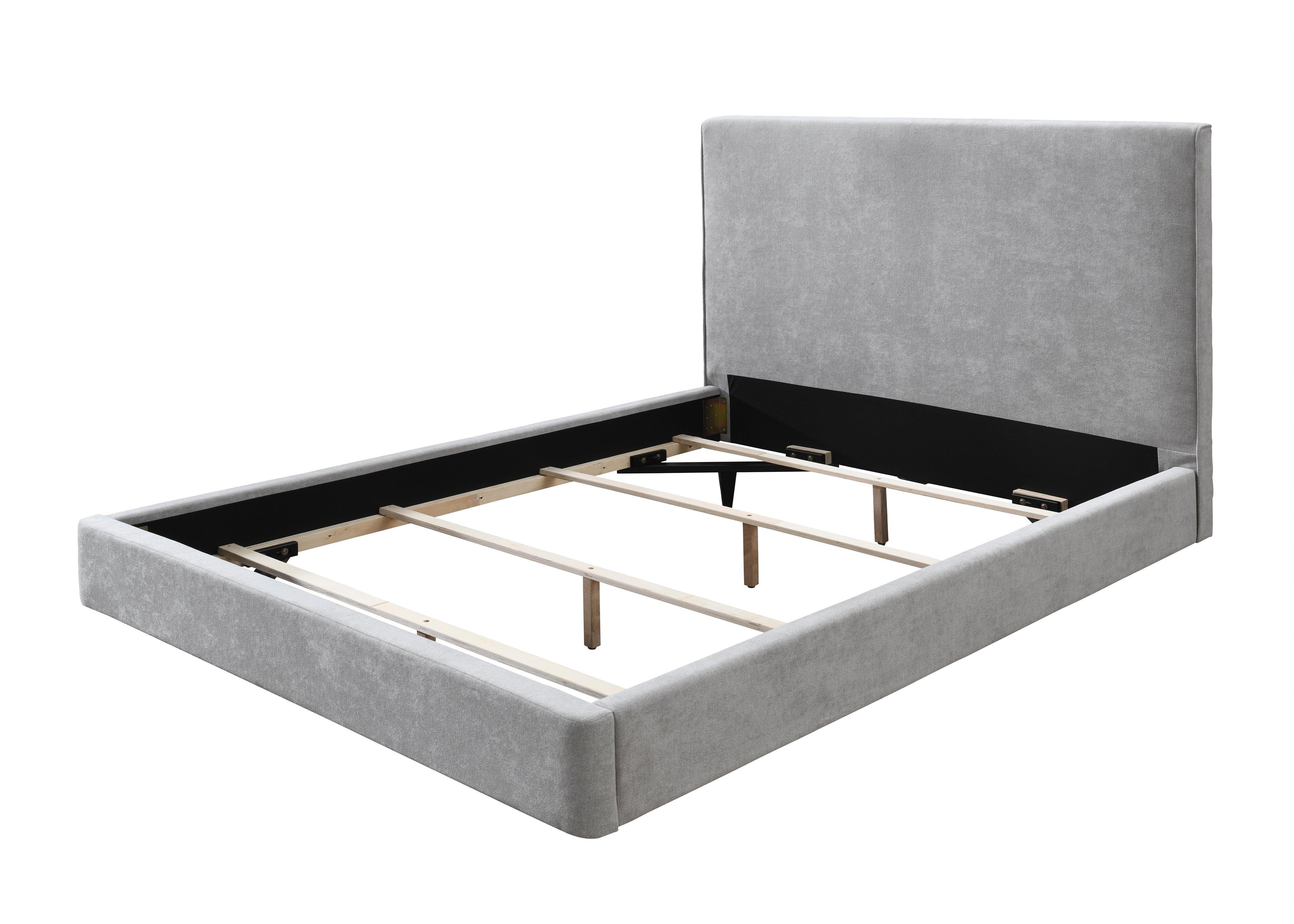 Nirvana Gray Velvet Upholstered Panel Queen Bed - Image 3